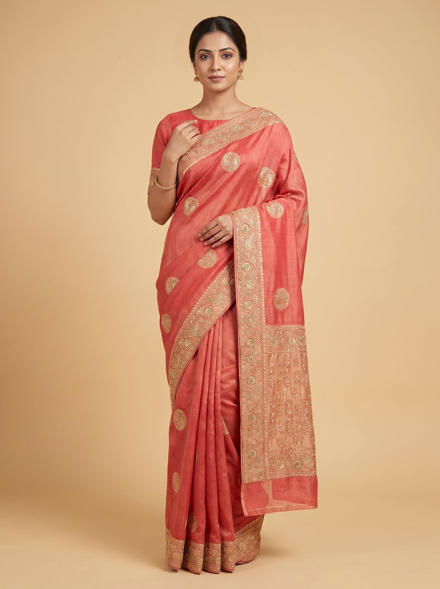 Red Vibrant Embroidered Saree