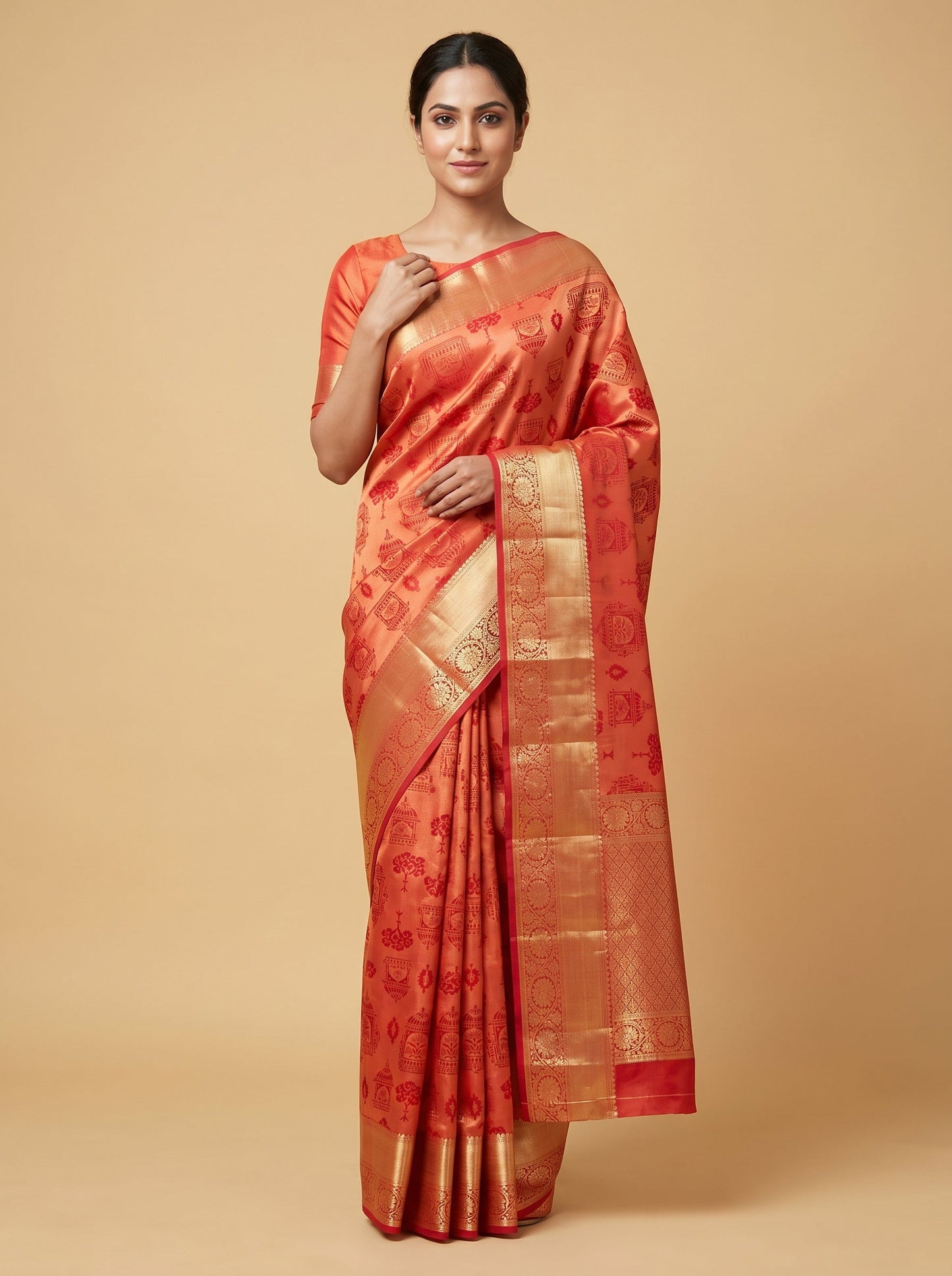 Red Vibrant Essence Handloom Saree