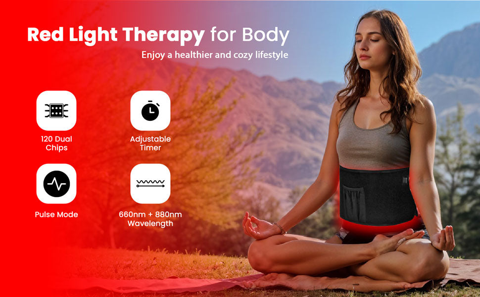 Red Light Therapy Pad for Body | 660nm Red & 850nm Near Infrared LED Light Therapy Wrap | High Irradiance up to 280mW/cm² | Pulse Mode | Adjustable Therapy Belt for Back, Knee, Shoulder, Neck & Muscle Recovery