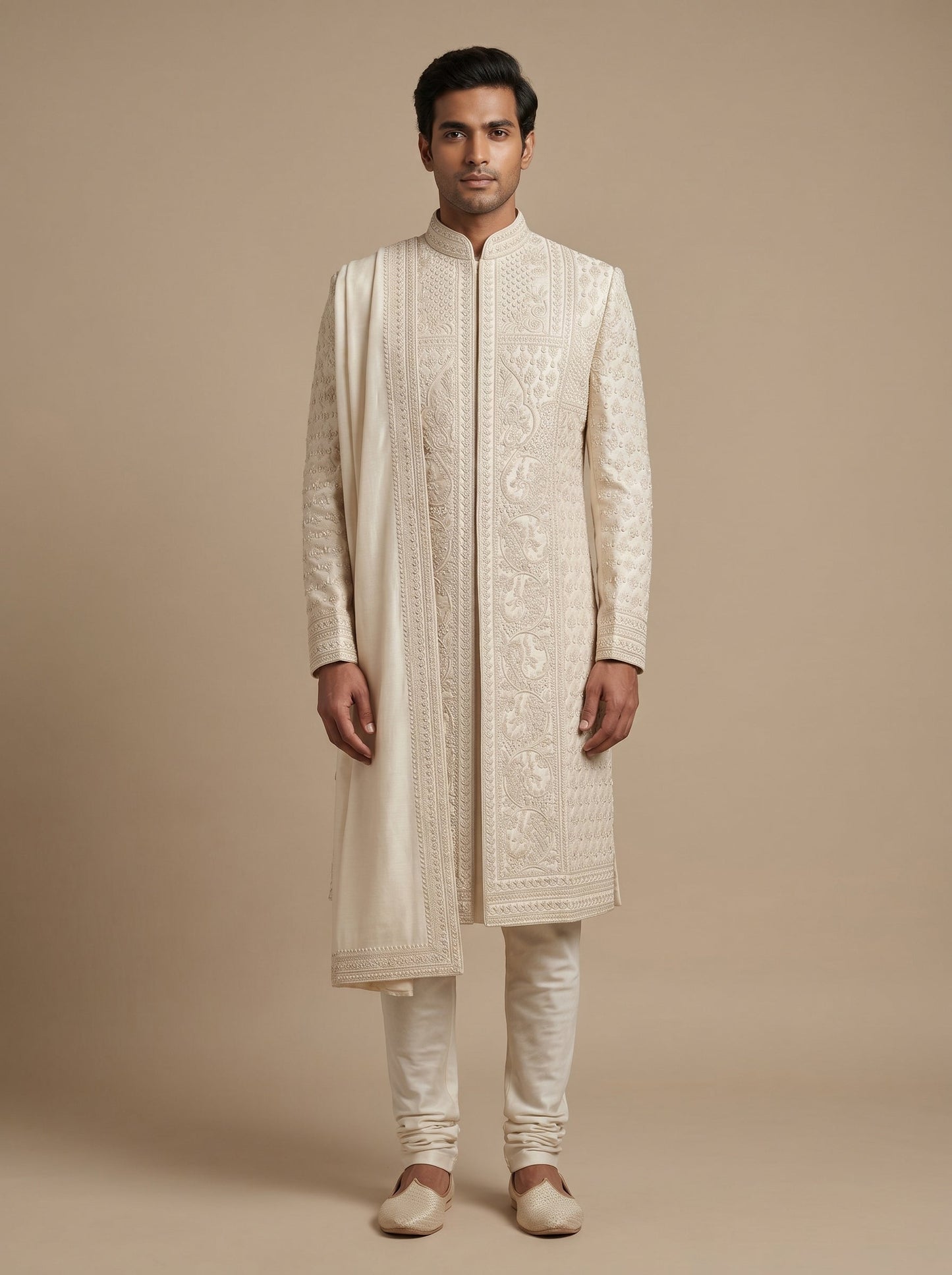 Refined ivory sherwani