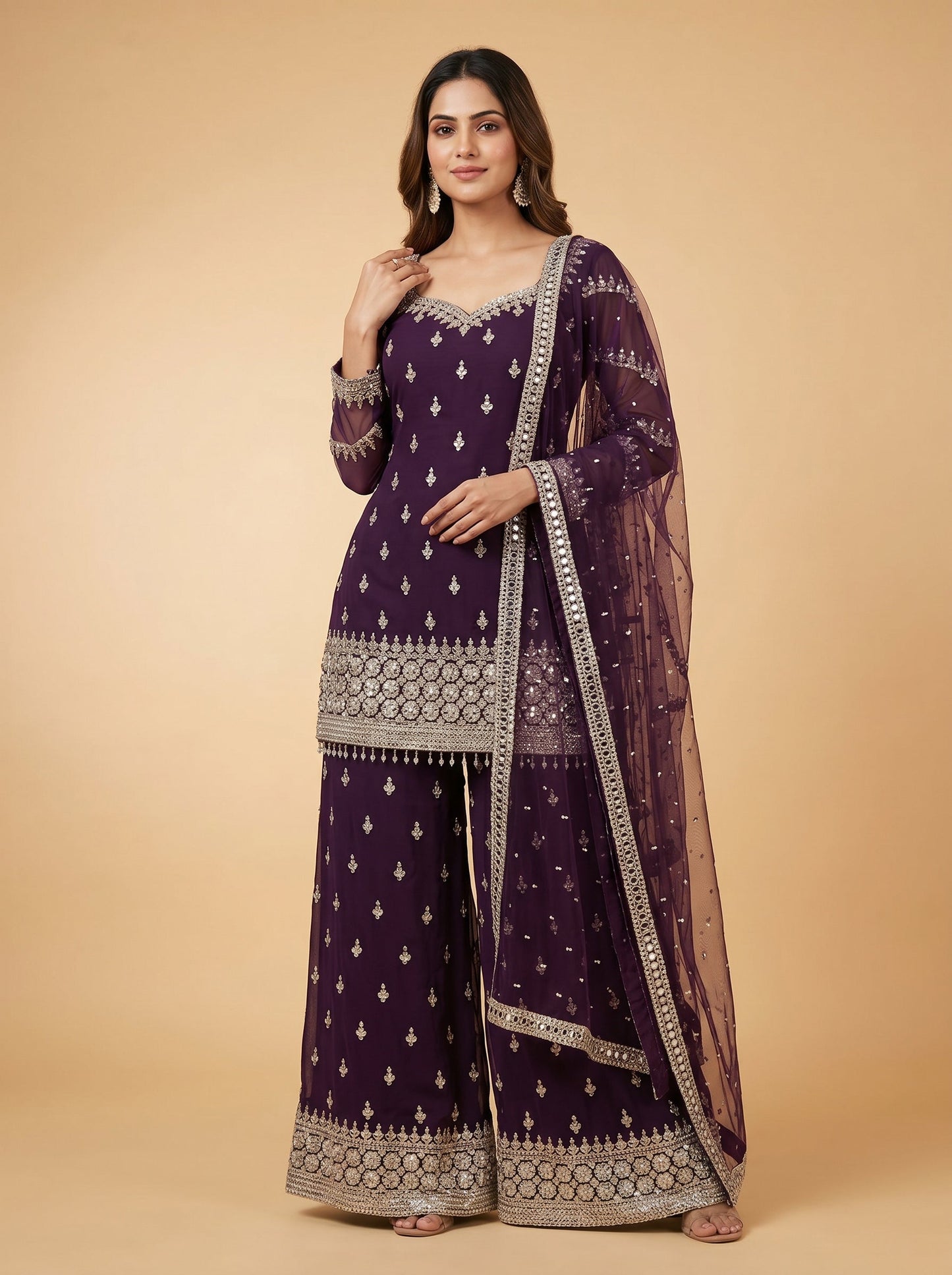 Regal Purple Palazzo Set