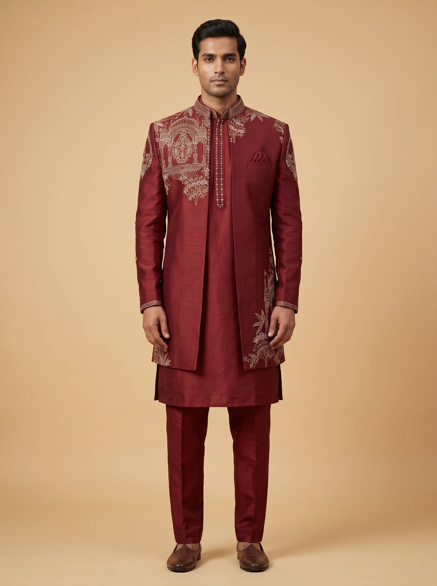 Regal Red Wedding Sherwani