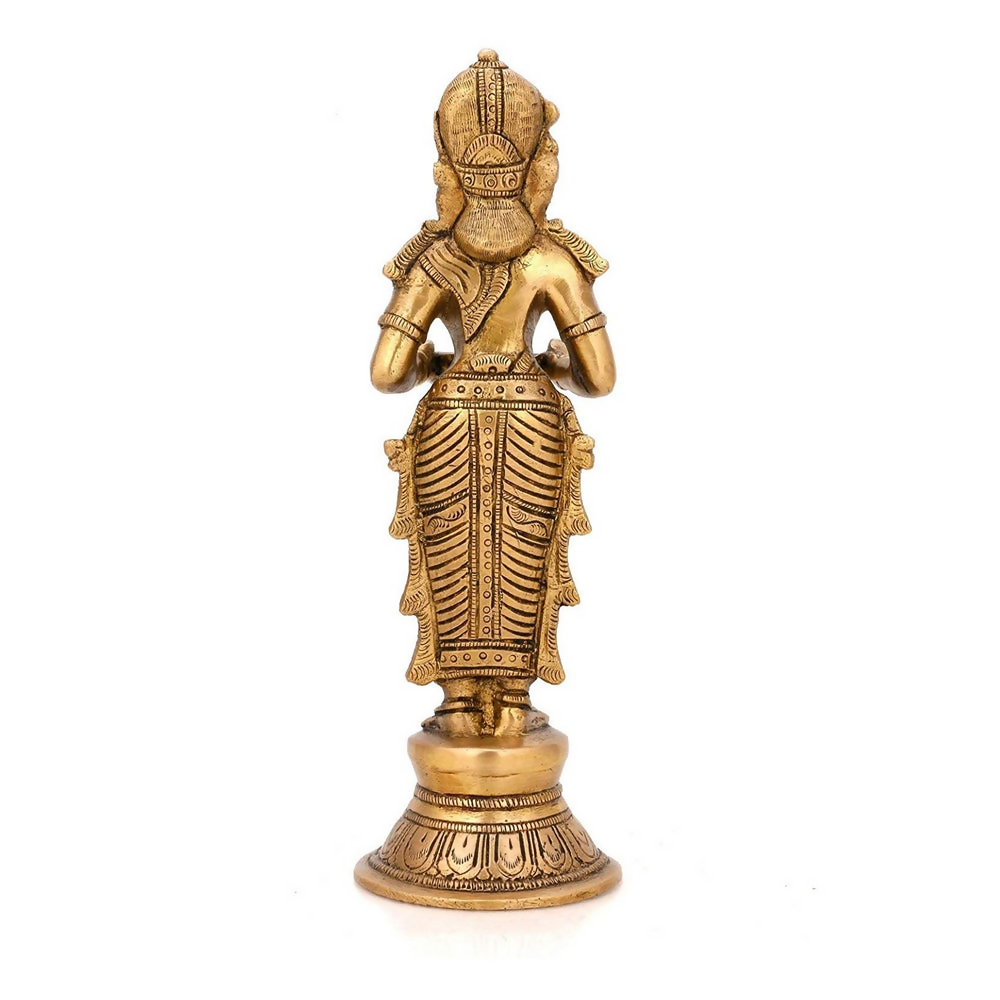 CraftVatika Brass Beautiful Lady Holding Diya Oil Lamp Stand Showpiece