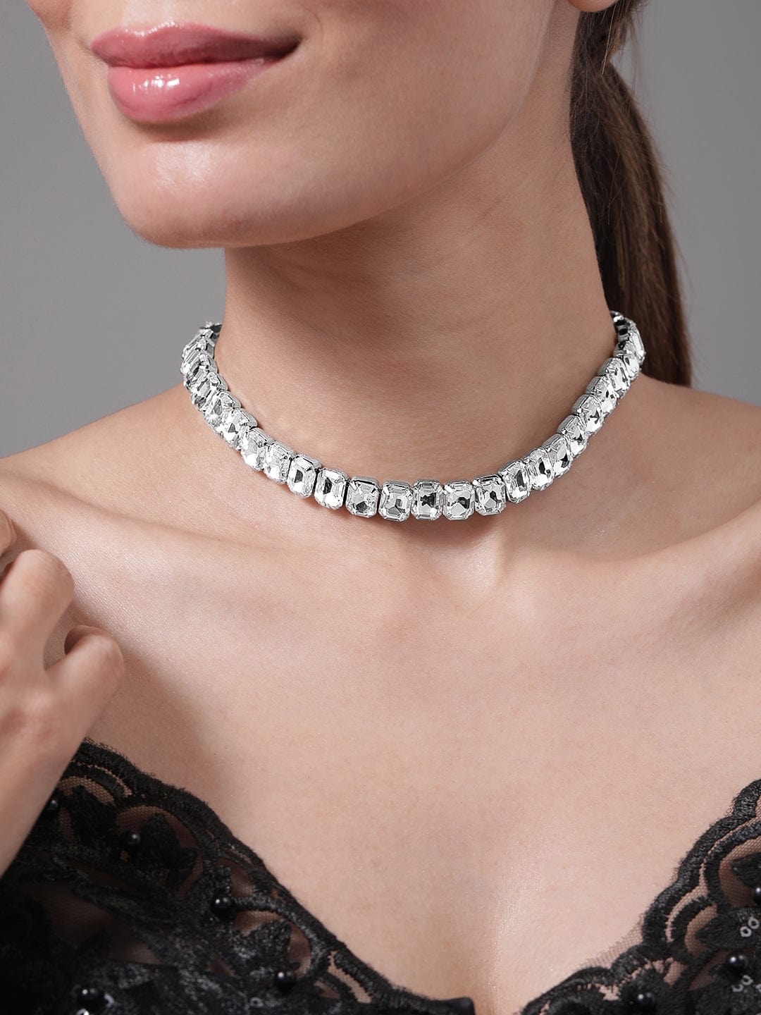 Opulent Crystal Studded Choker Necklace