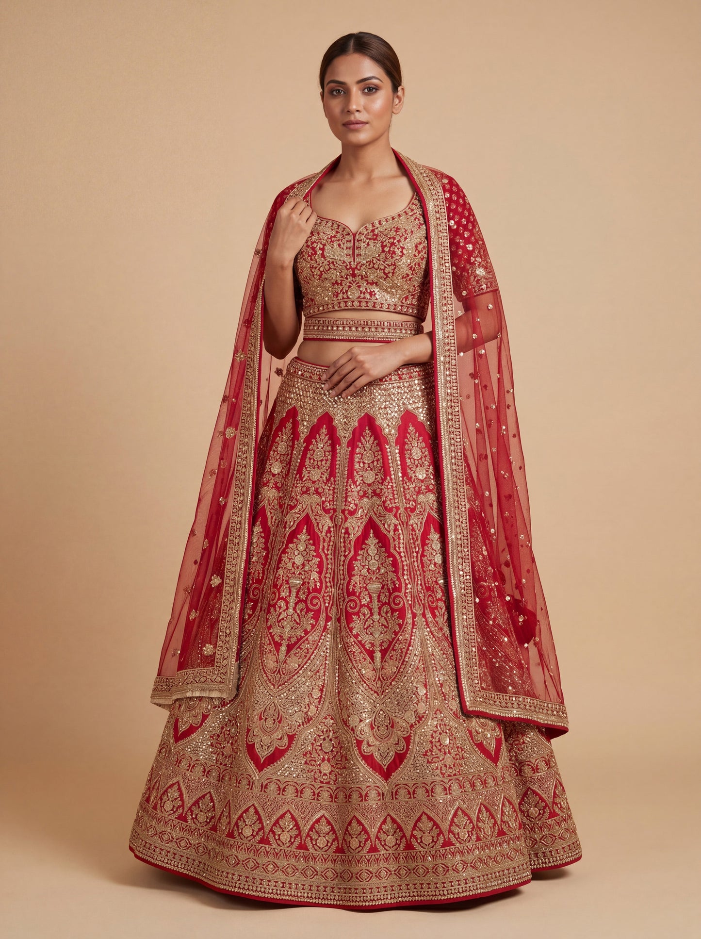 Rich Crimson Bridal Lehenga