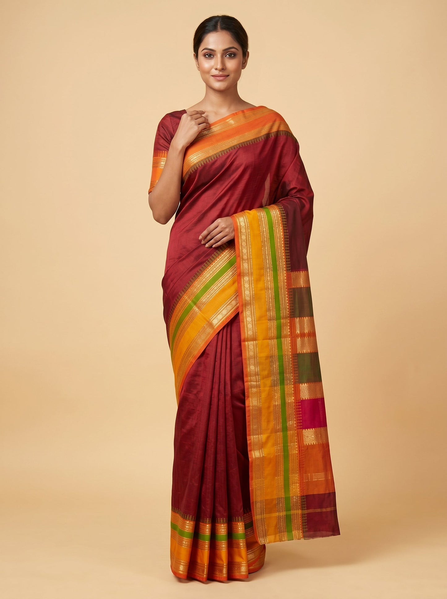 Rich Maroon Shine Saree