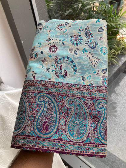 Teeya Creation New Latest Trendy Wedding Wear Pashmina Silk Saree-Blue