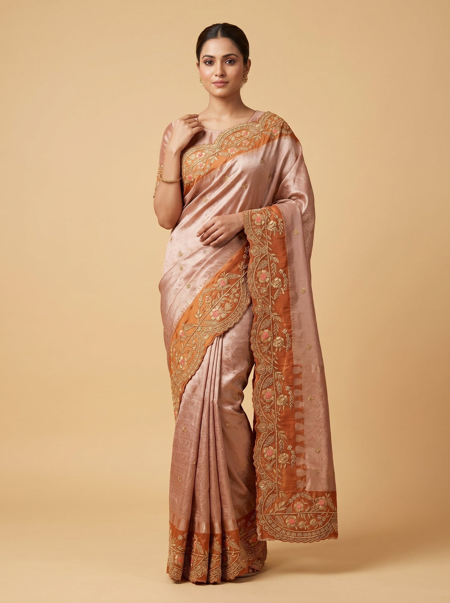 Rose Gold Glow Saree