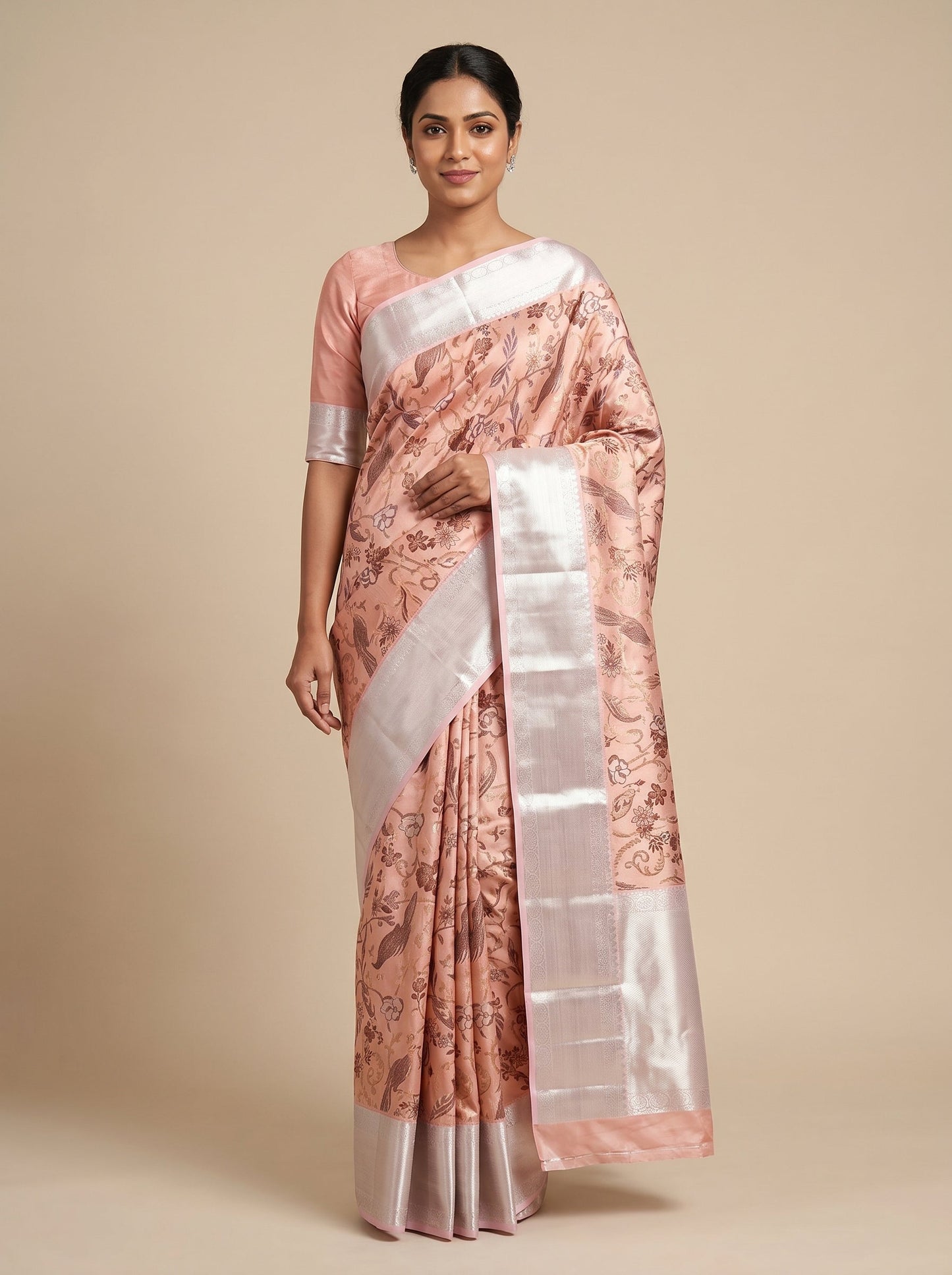 Rose Gold Lavender Dual Tone Handloom Saree