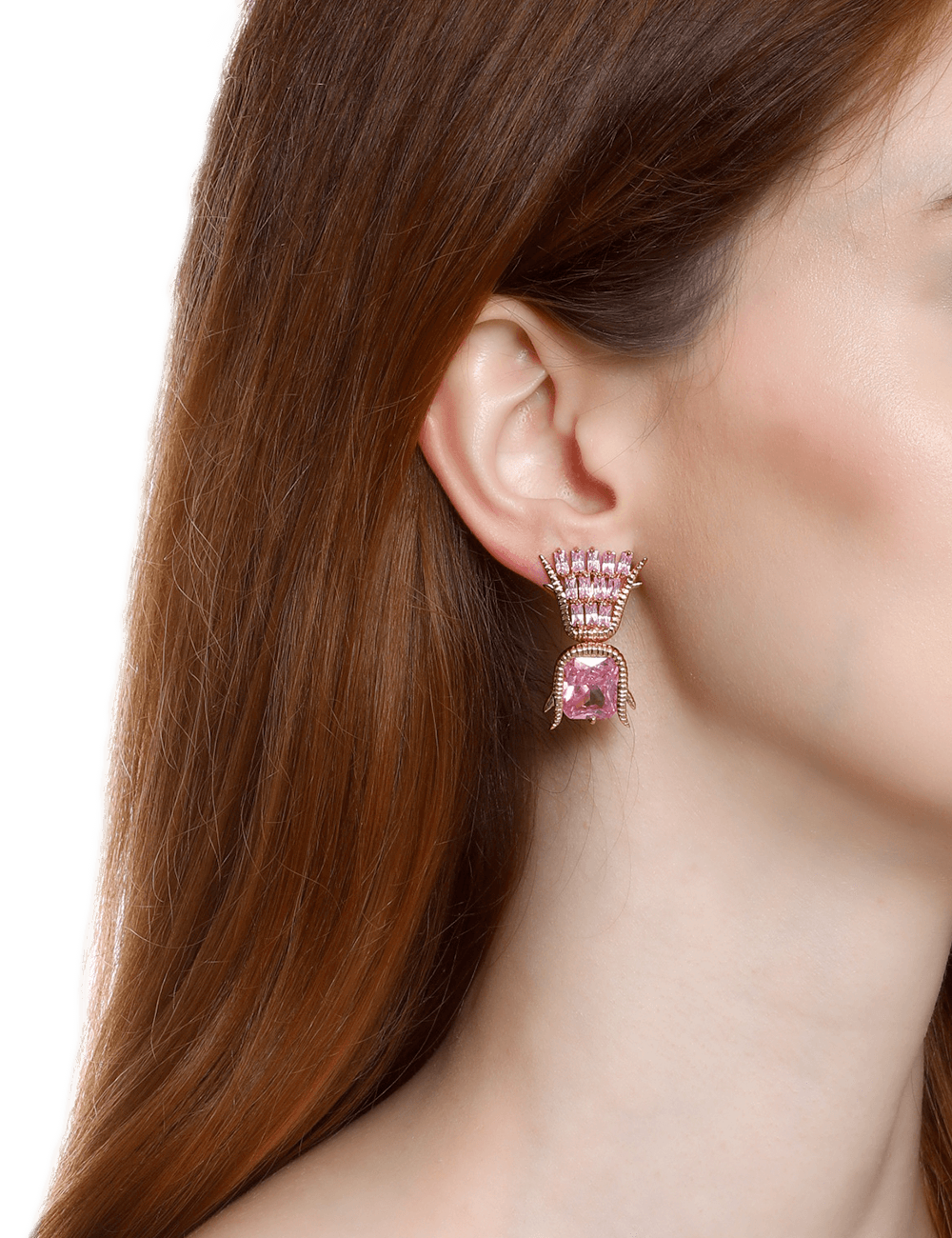 Glazed Rose Studs Earrings