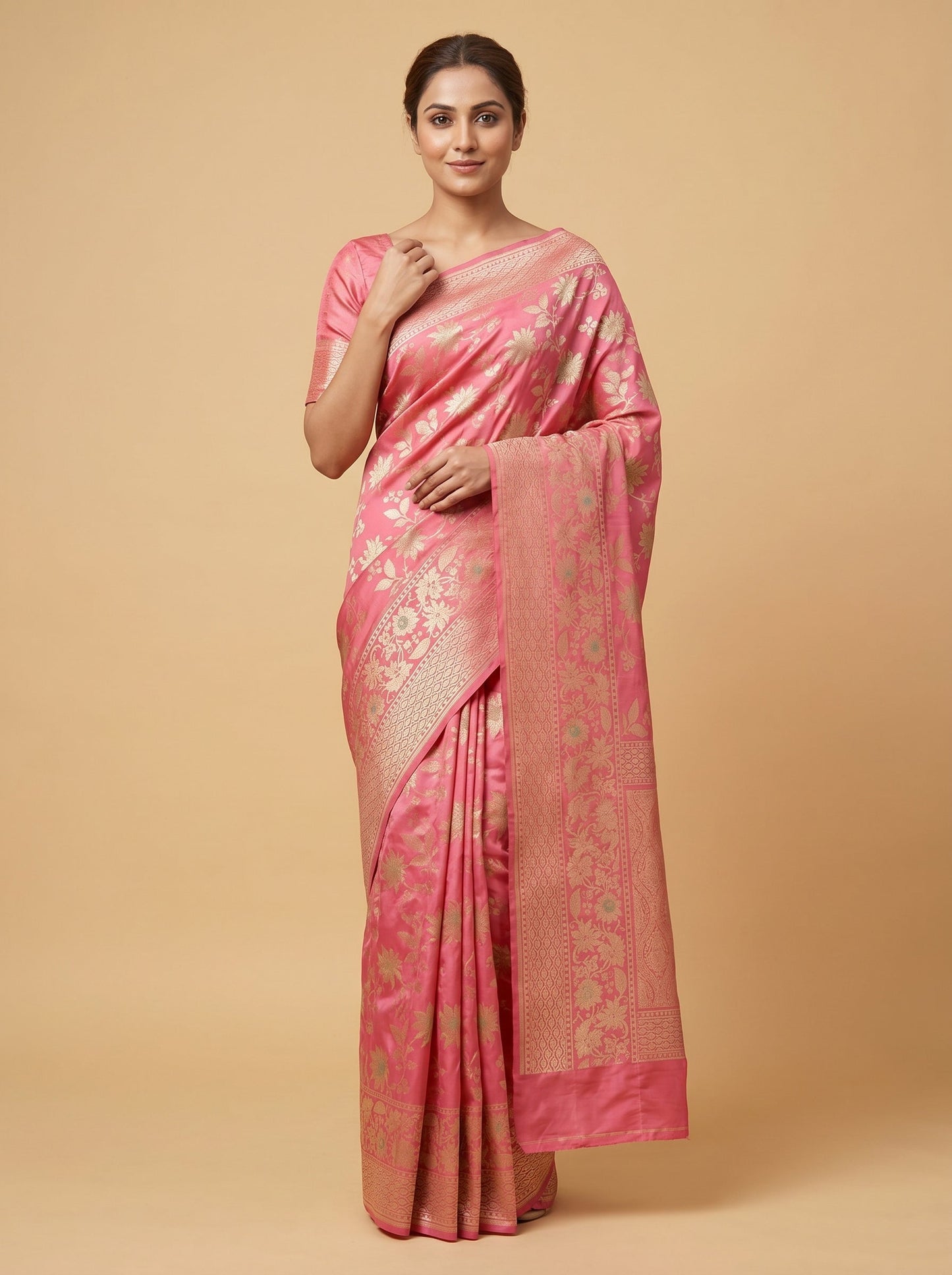 Rose Pink Elegant Handloom Saree