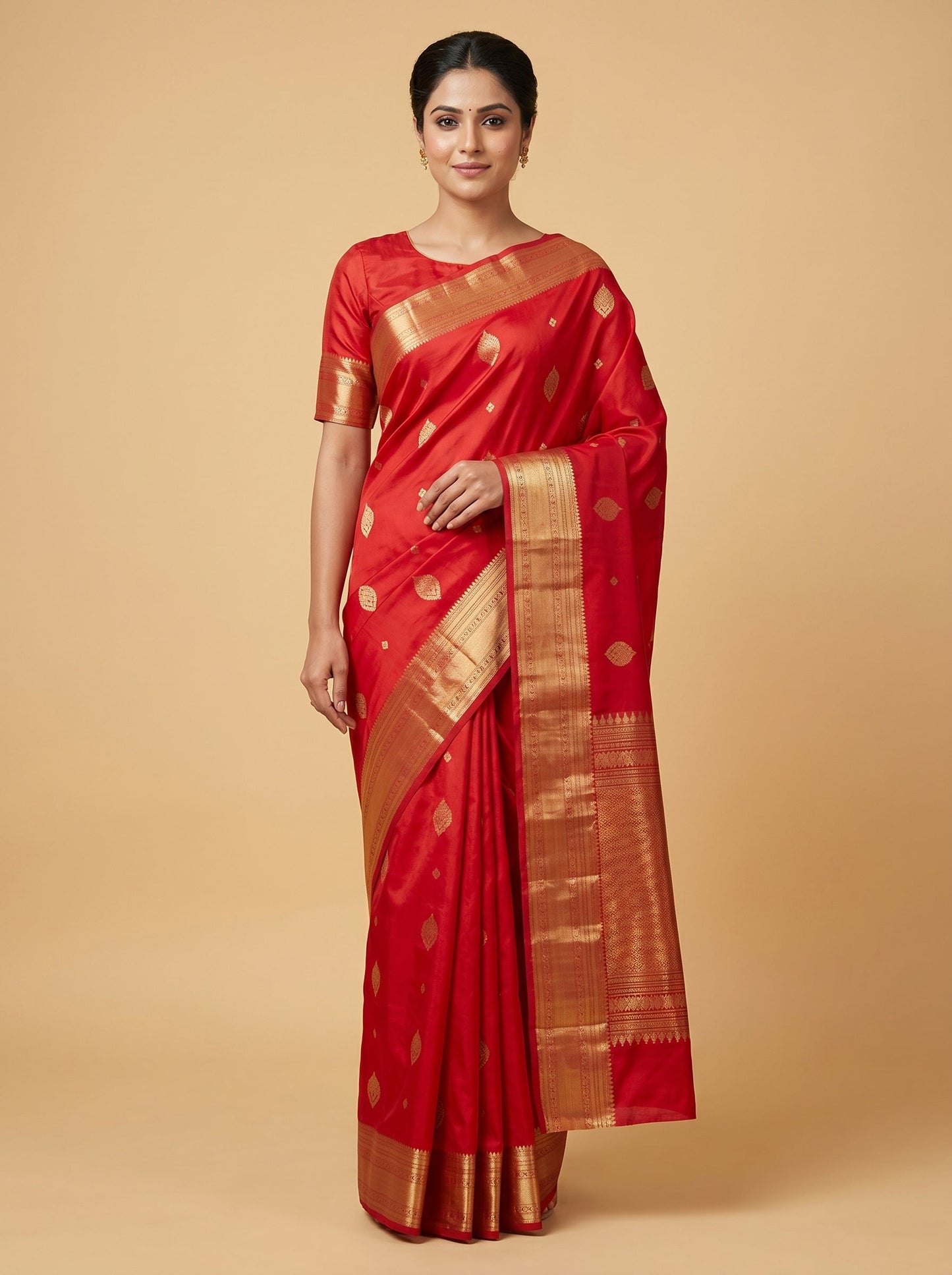 Rose Red Handloom Saree