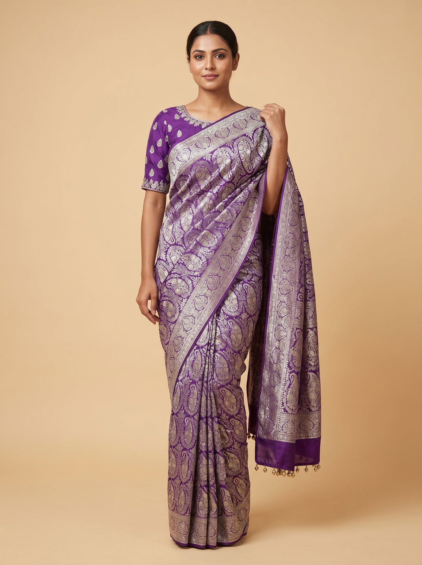 Royal Aura Purple Embroidered Saree