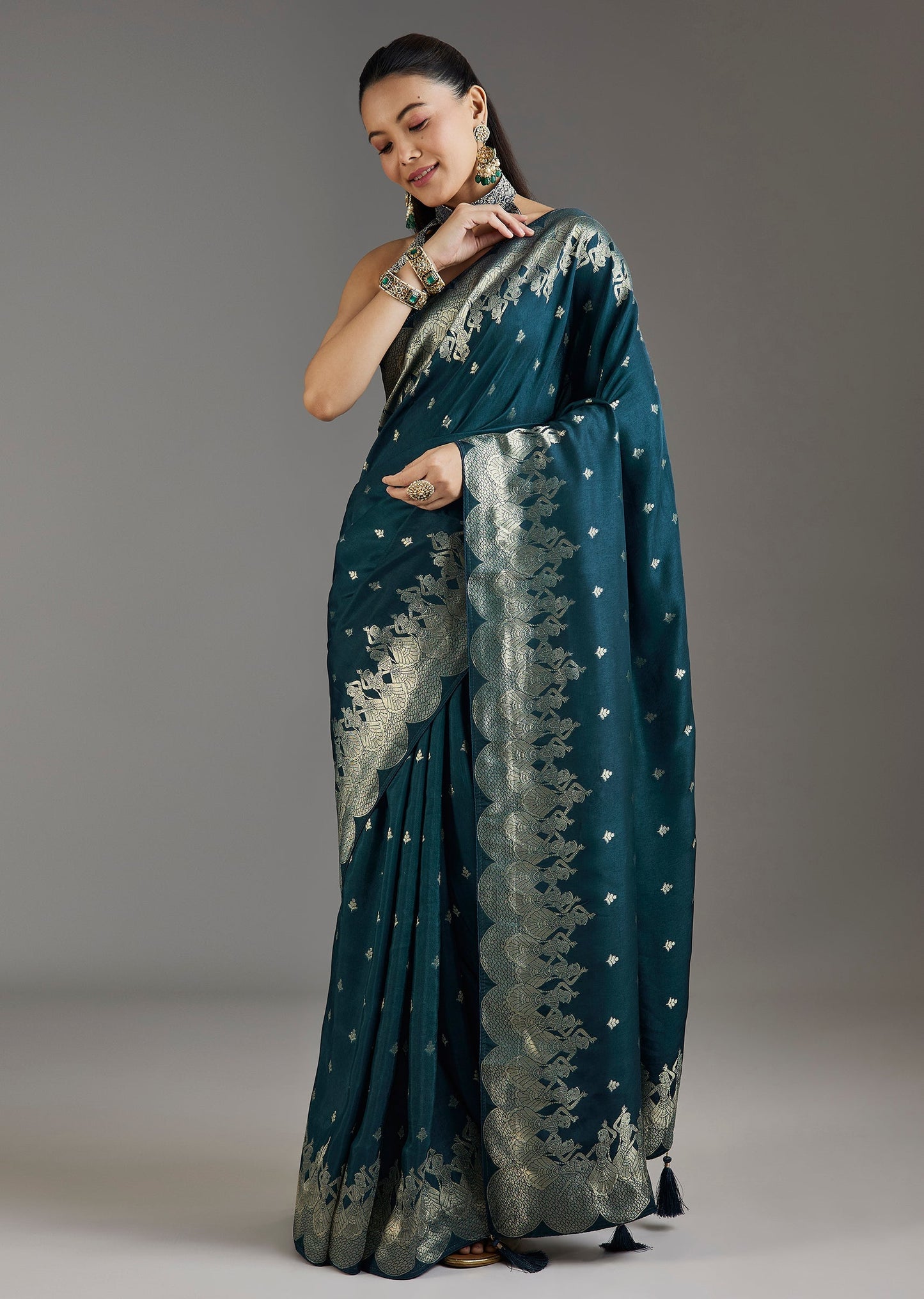 Royal Blue Dola Silk Woven Saree