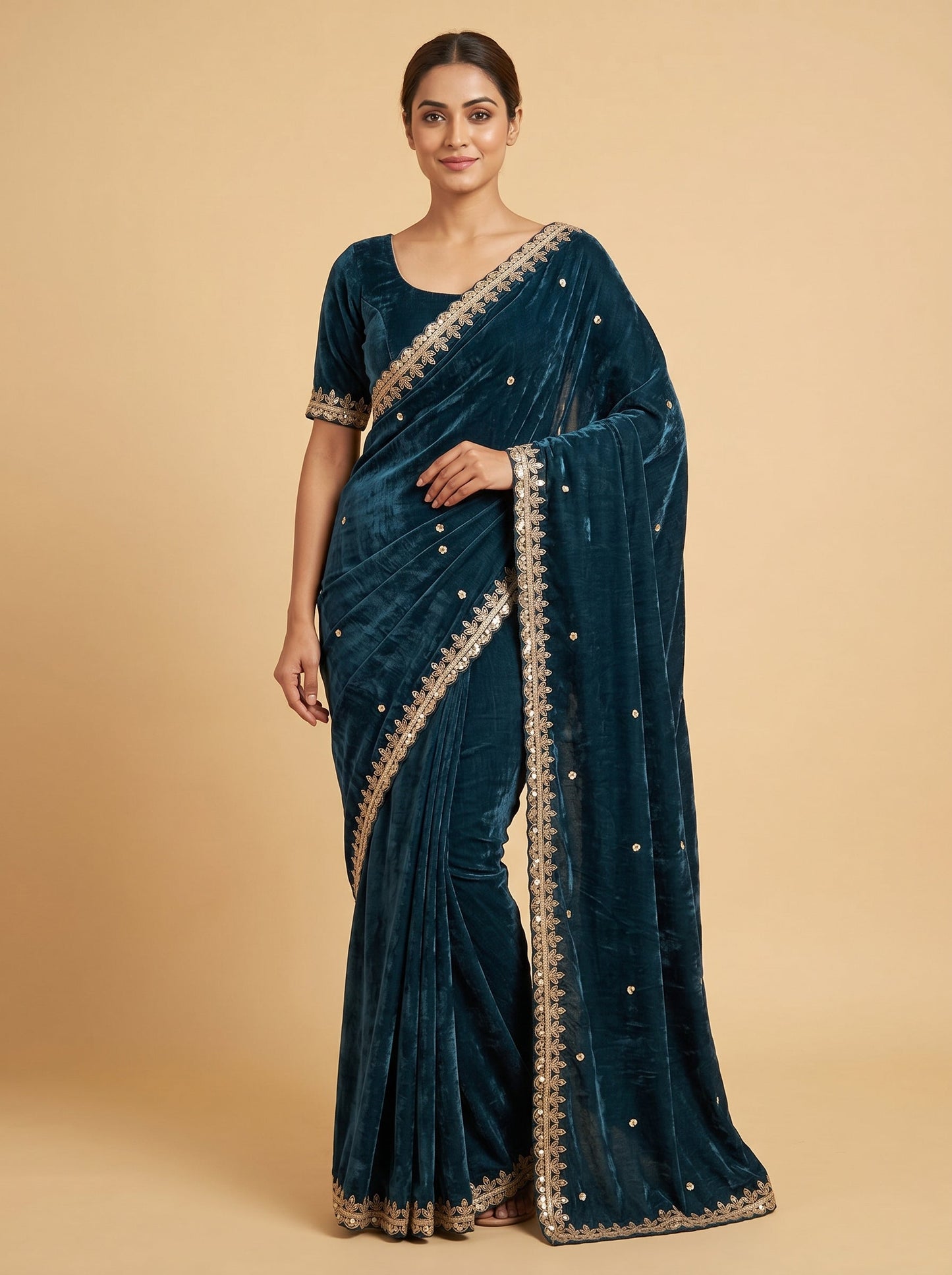 Royal Blue Sapphire Glow Embroidered Saree