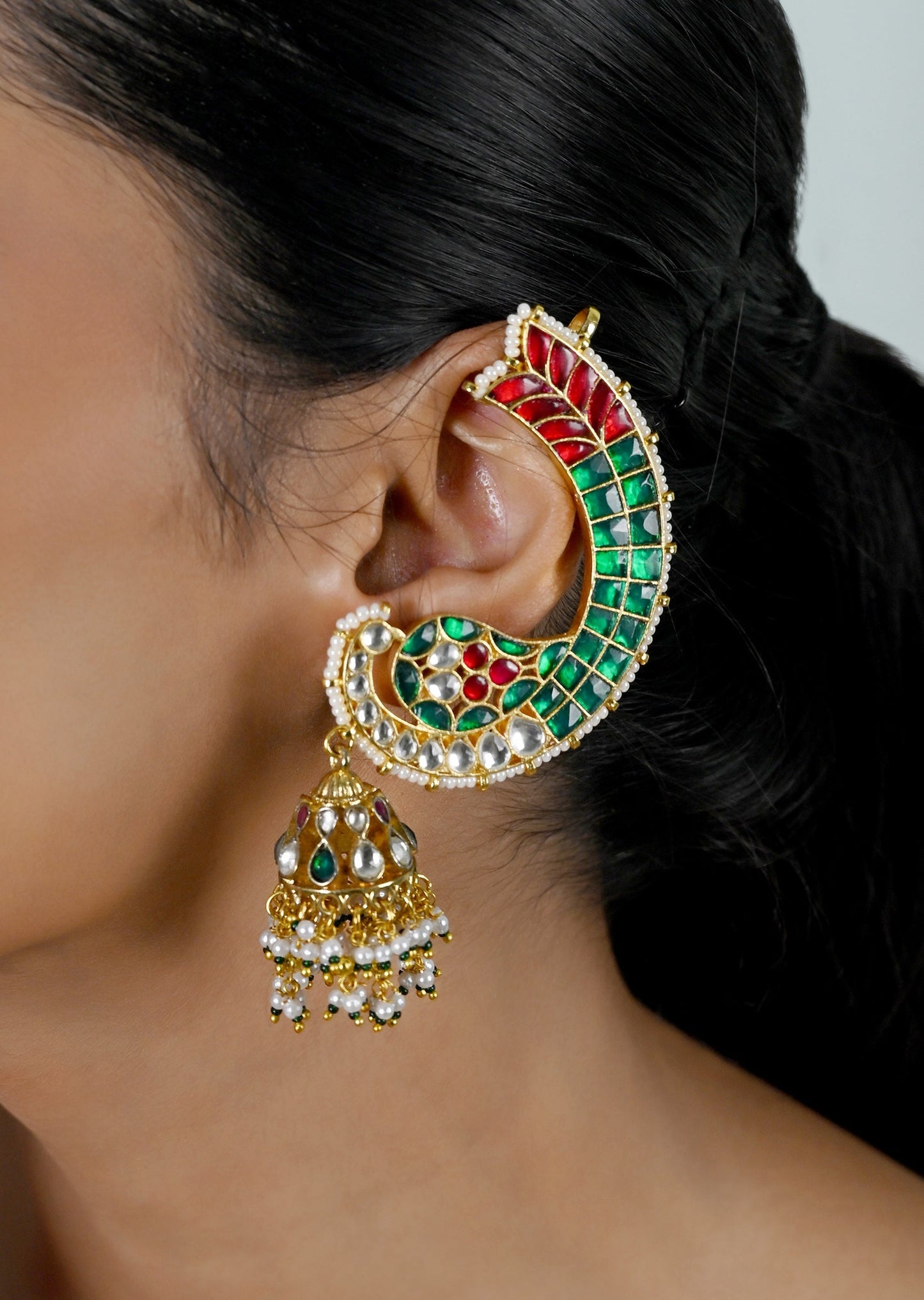 Royal Multicolour Kundan Ear Cuffs