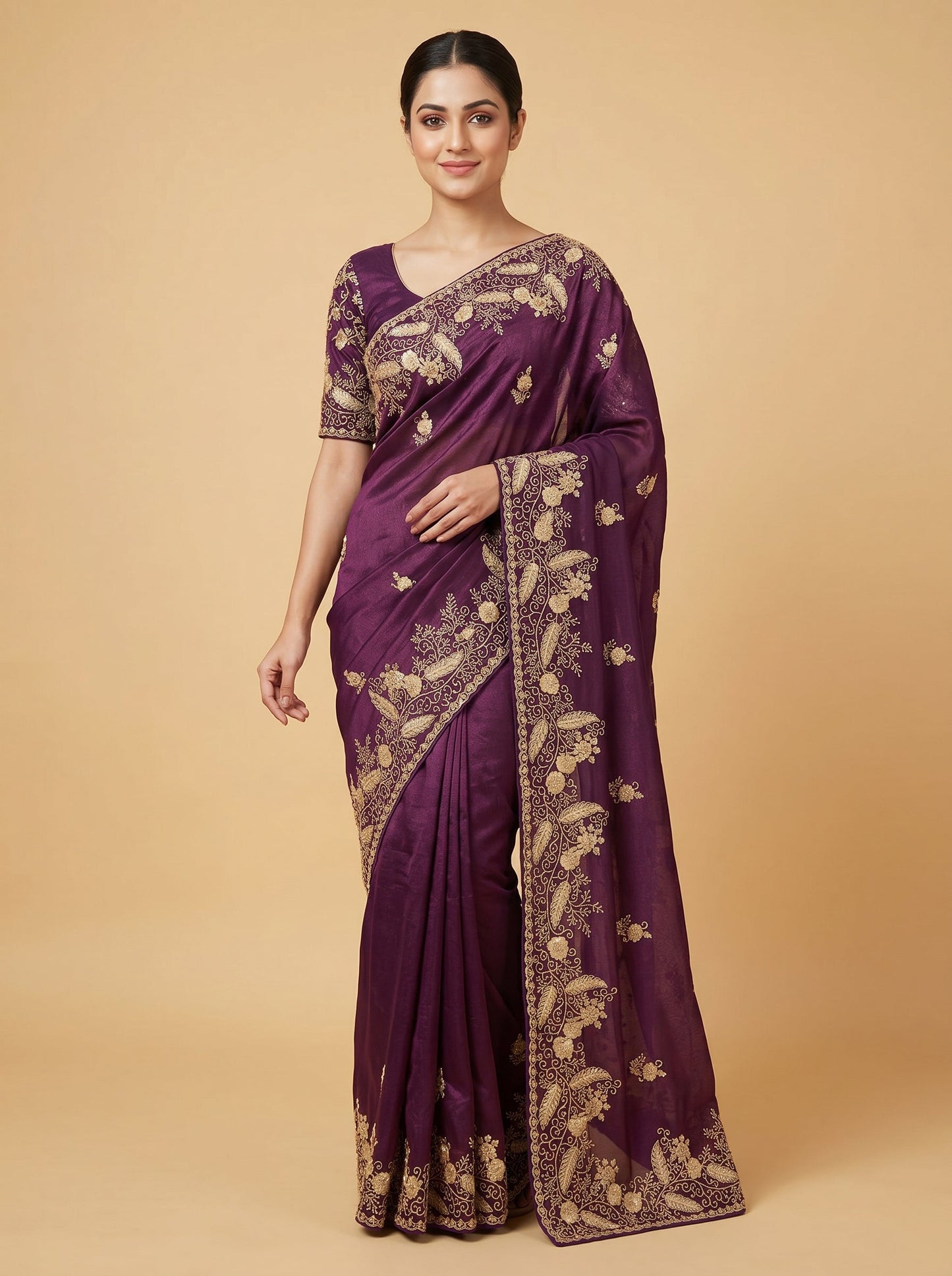 Royal Purple Finish Saree