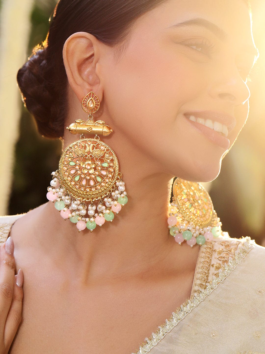 Pastel Charm Pearls Chandbali