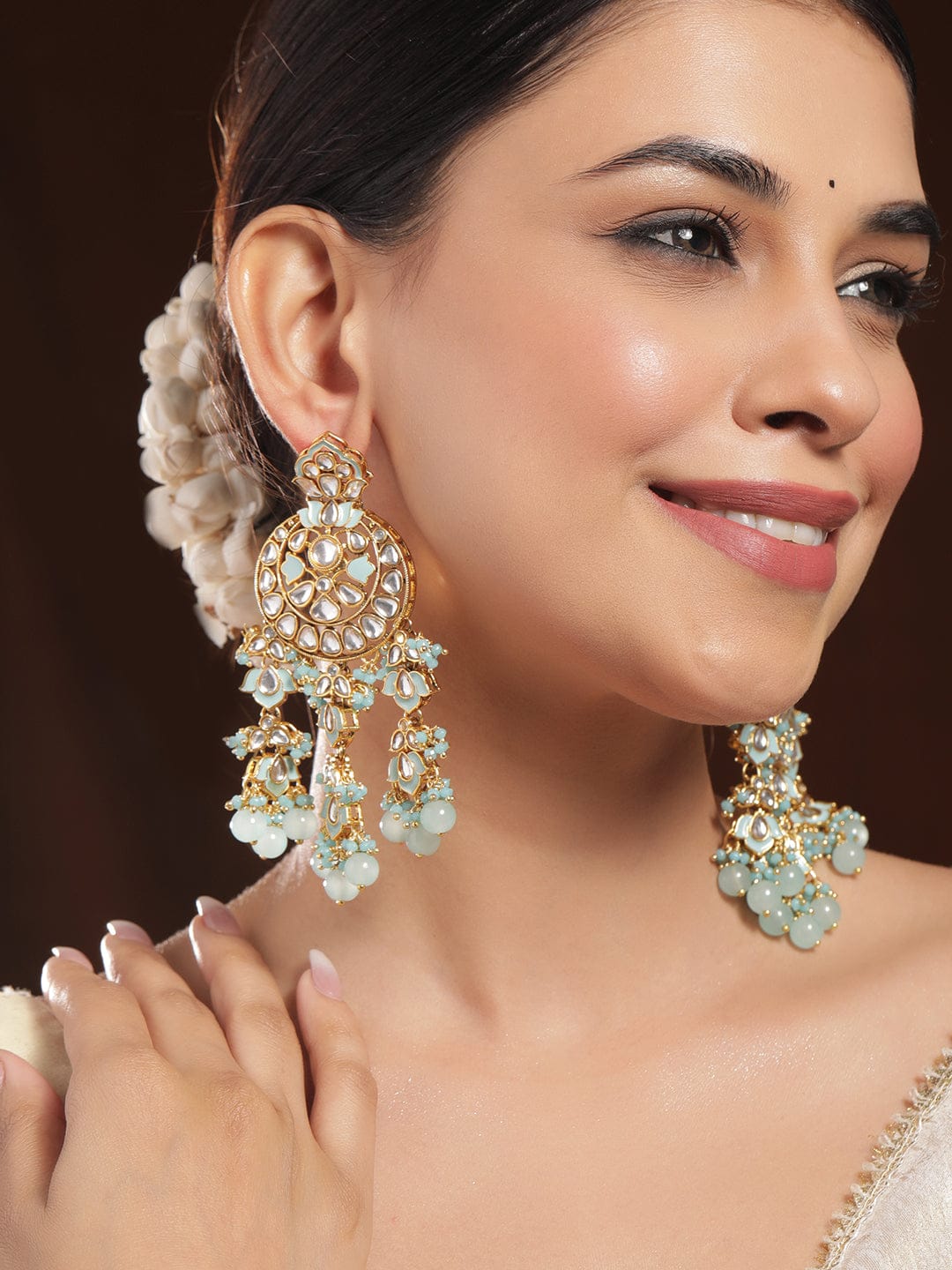 Minty Magic Kundan Danglers