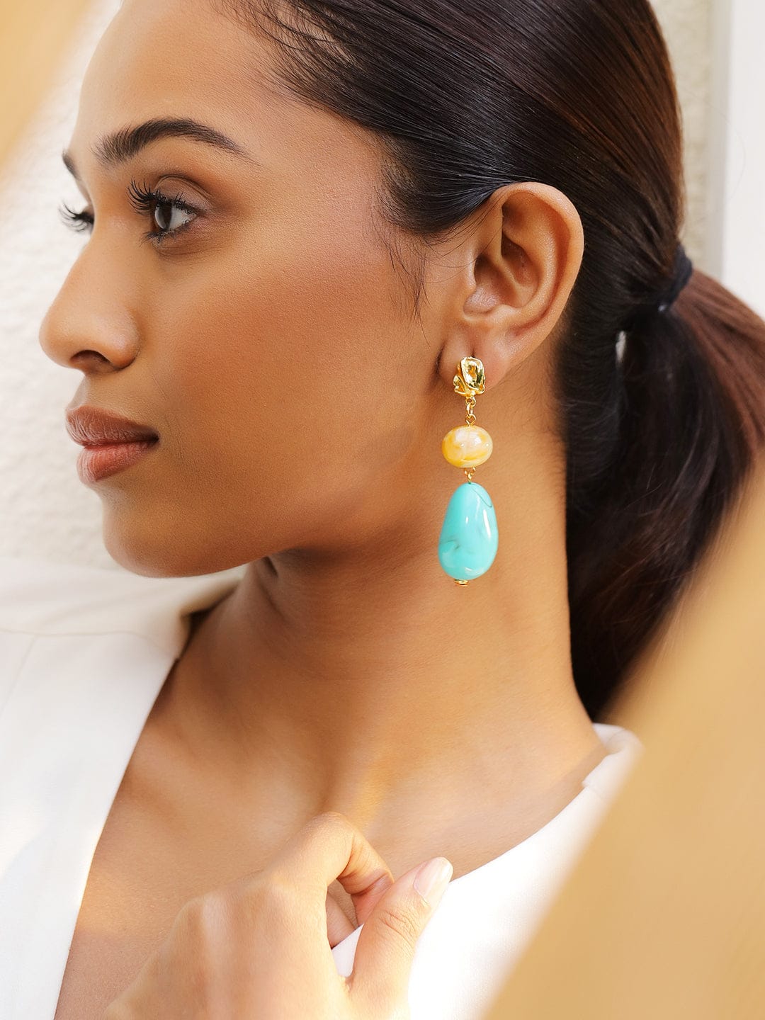Turquoise Glow Statement Danglers
