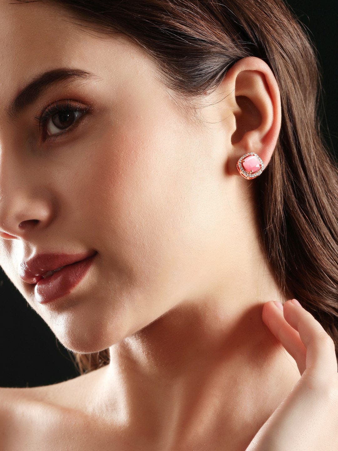 American Diamond Zirconia Pink Studs