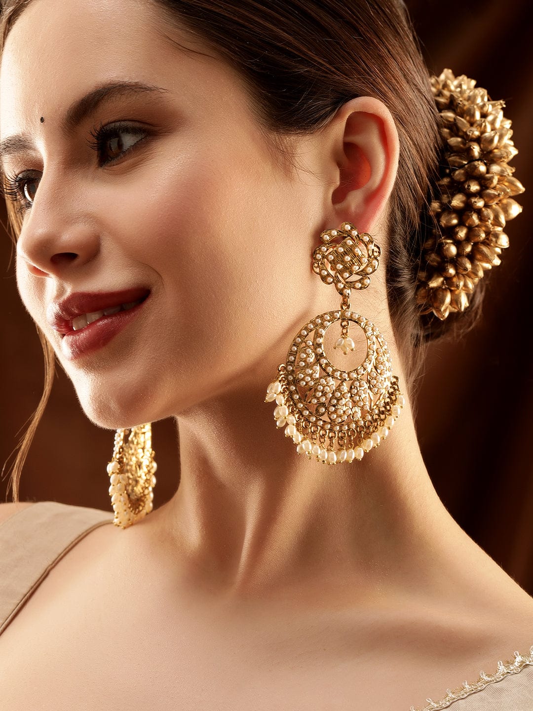 Classic Pearl Round Chandbali
