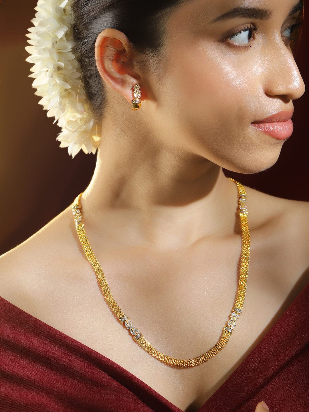 Long Golden Necklace Set