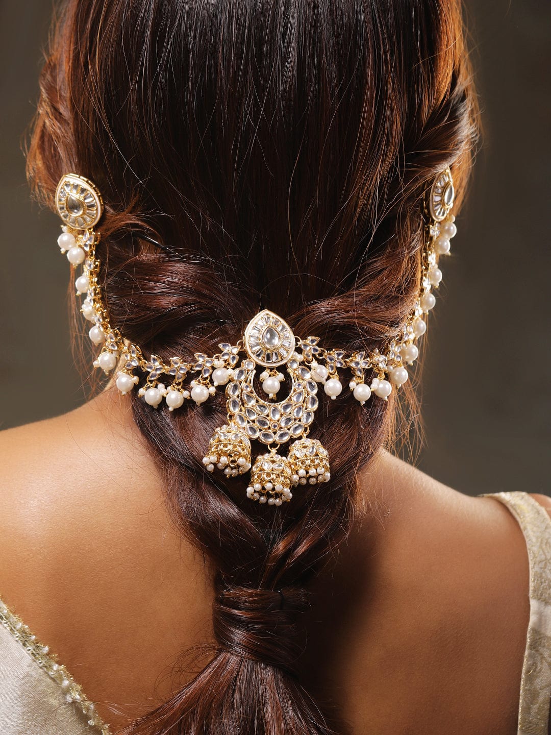 Pearl Meets Kundan Hair Brooch
