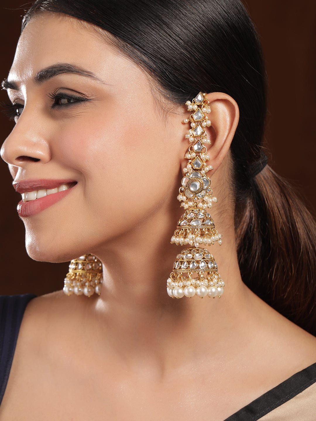 Luxurious Kundan Layered Jhumka