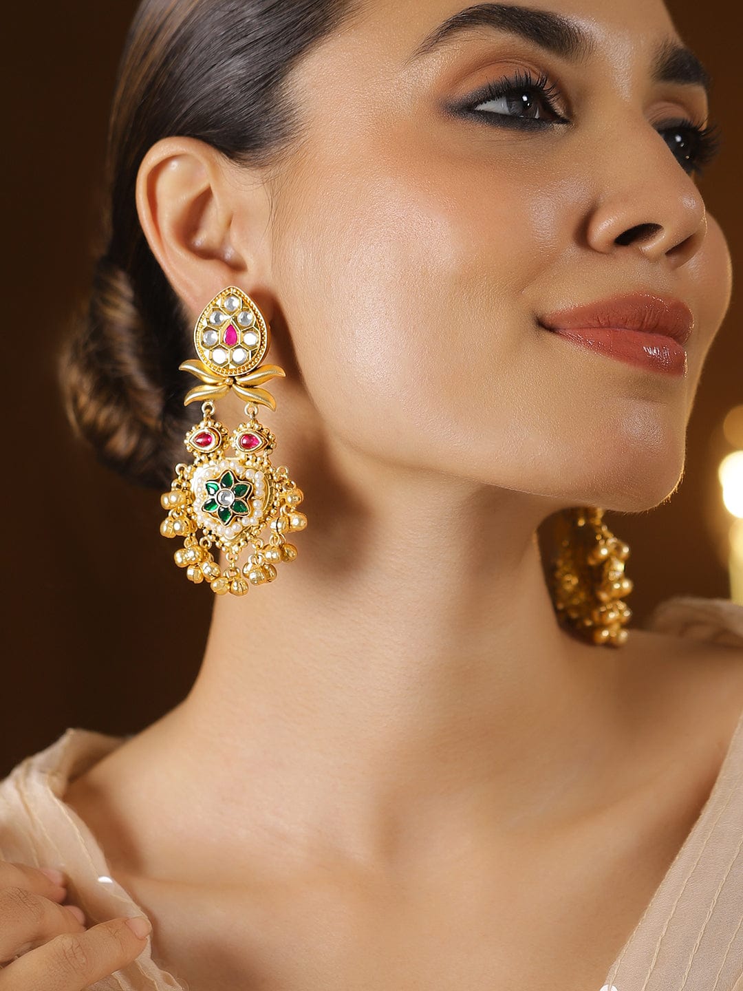 Royal Charm Multicolour Floral Ghungroo Dangler