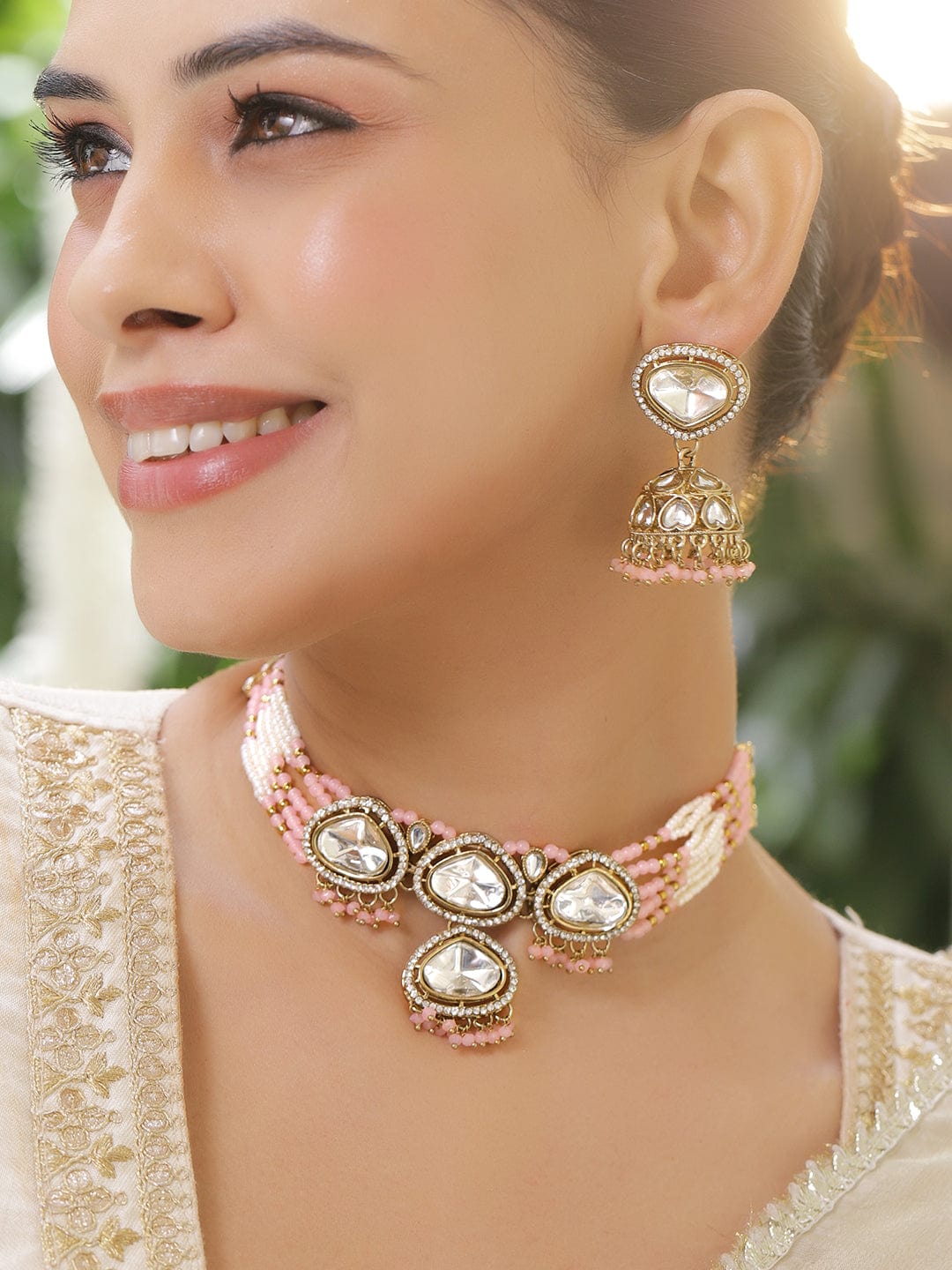 Blush with Polki Kundan Necklace Set