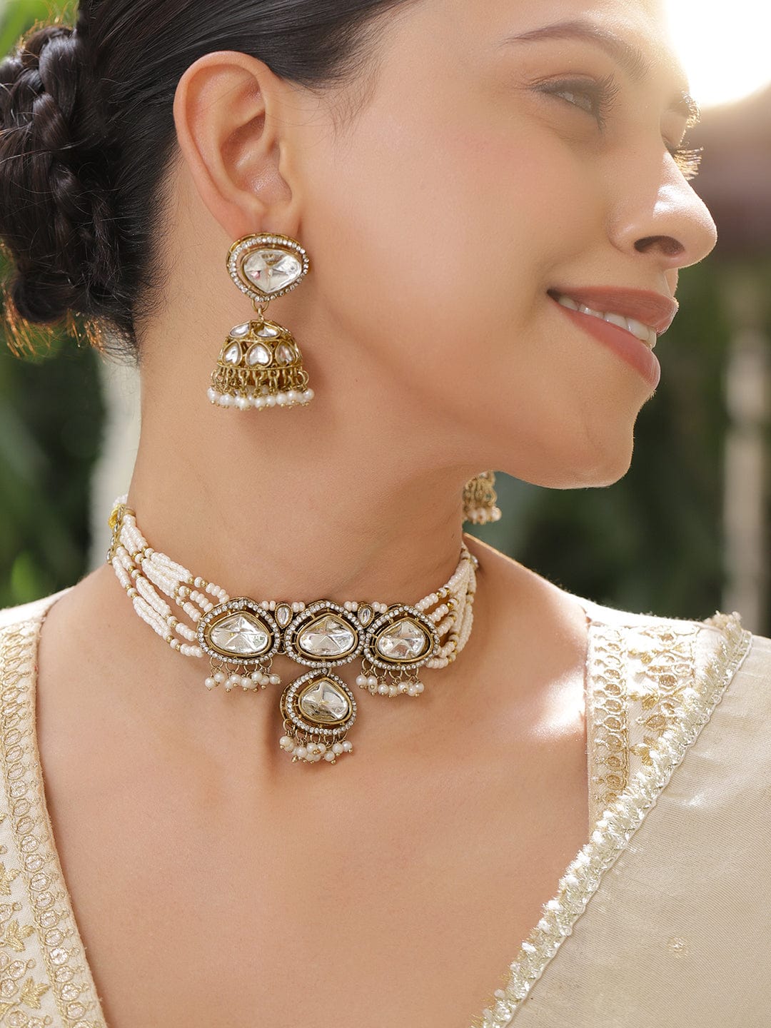 Golden Blush Kundan Necklace Set