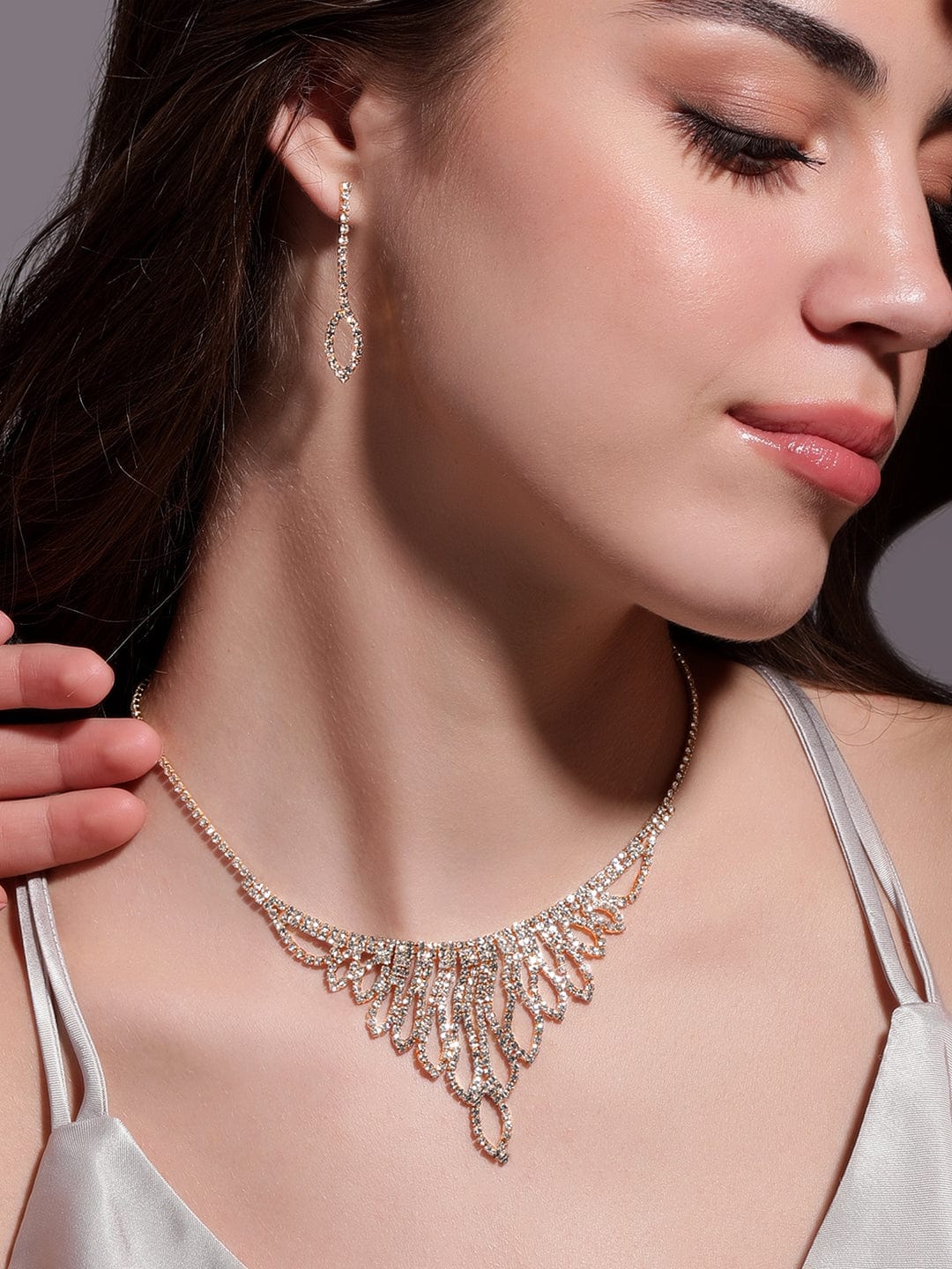 Sparkling American Diamond Zirconia Necklace Set