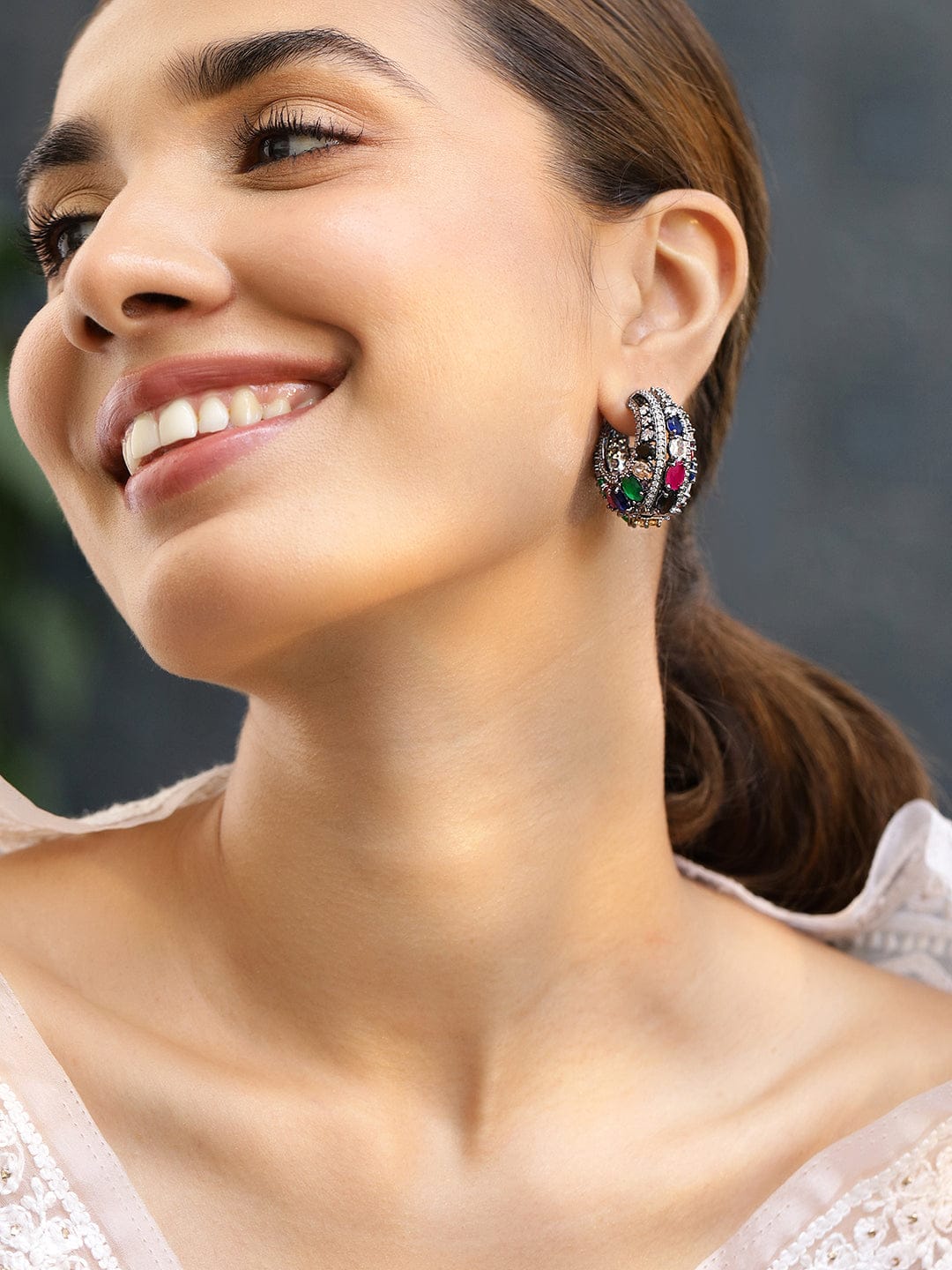 Stylish Fusion Multicolour Zirconia Hoops