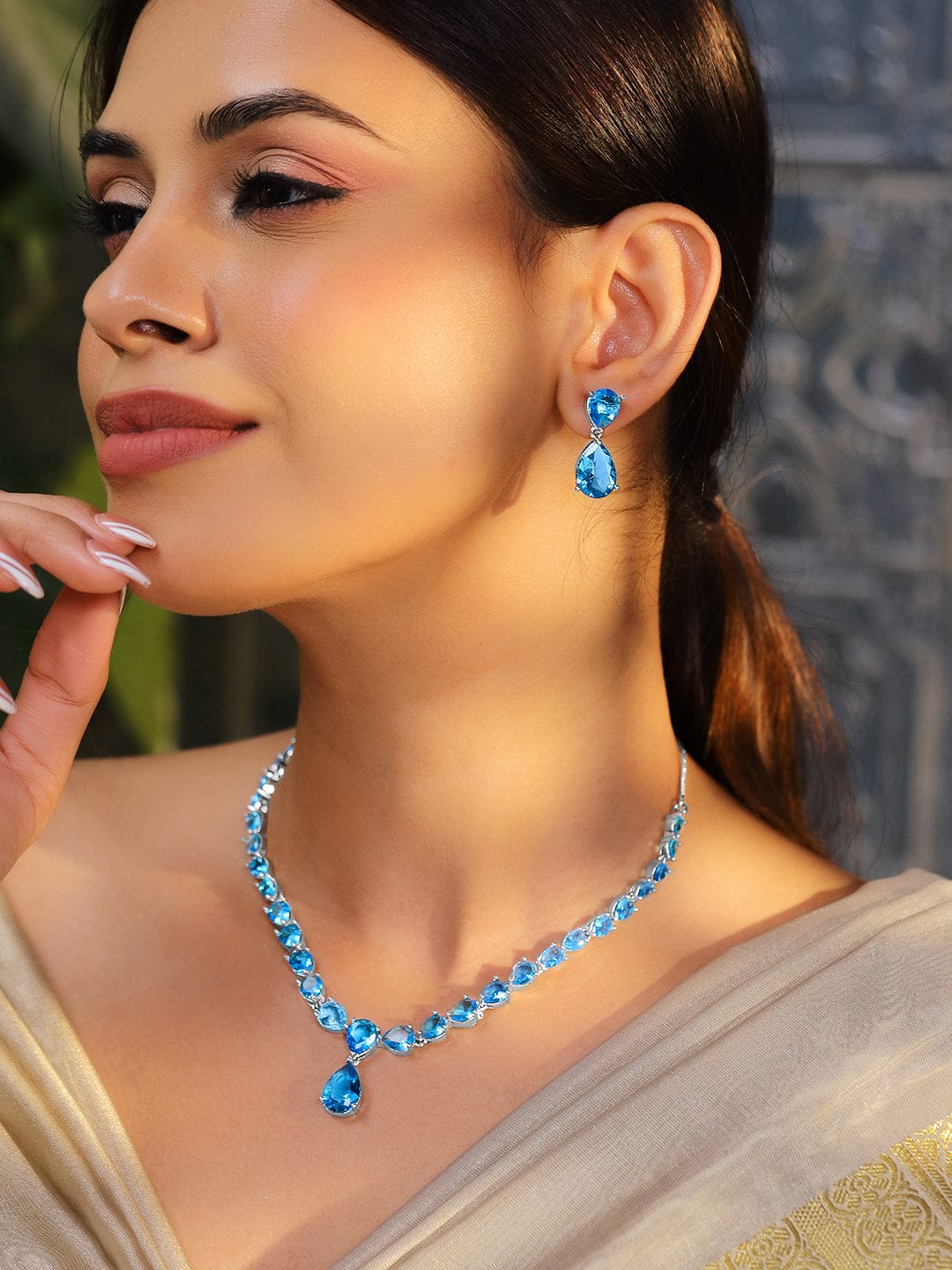 Blue Topaz Necklace Set