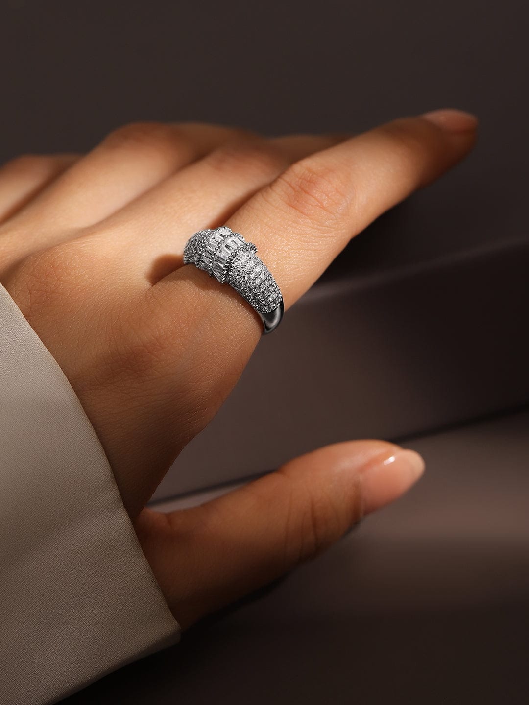 American Diamond Zirconia Cluster Ring