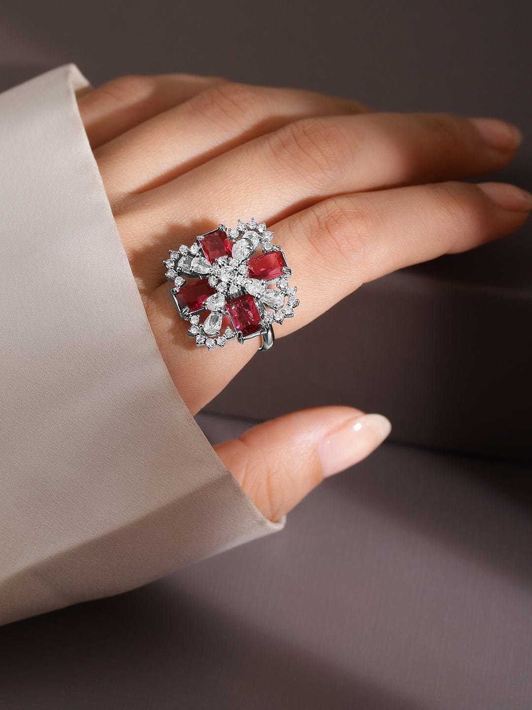 Pink American Diamond Zirconia Ring