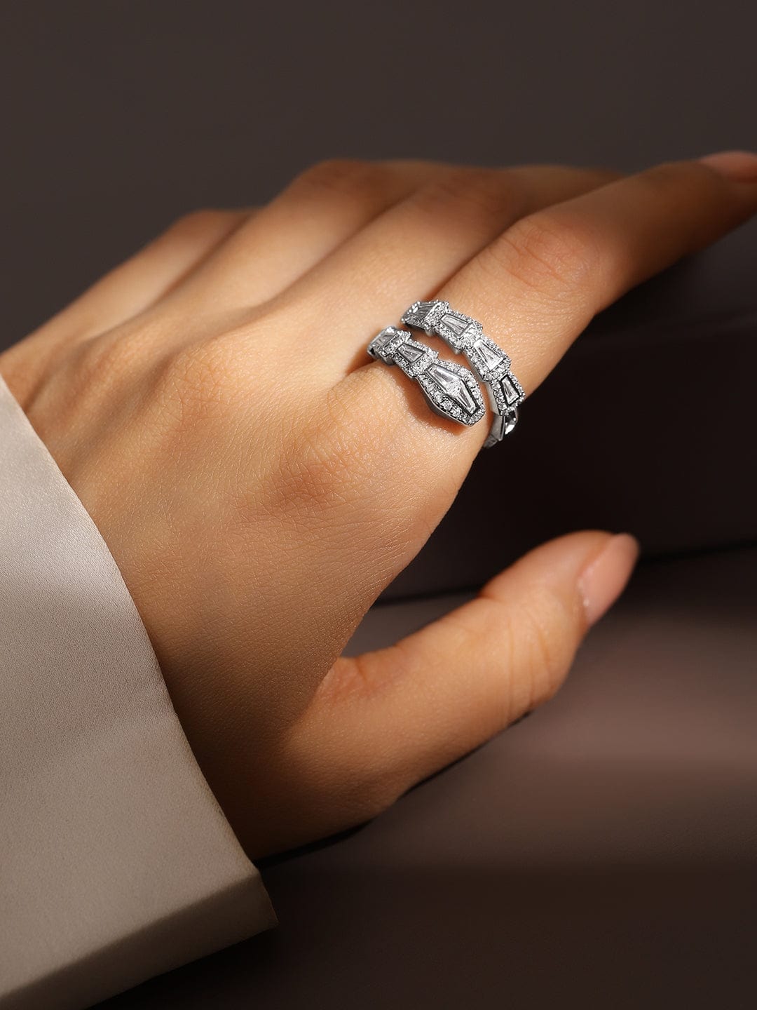 Snake Design American Diamond Zirconia Ring