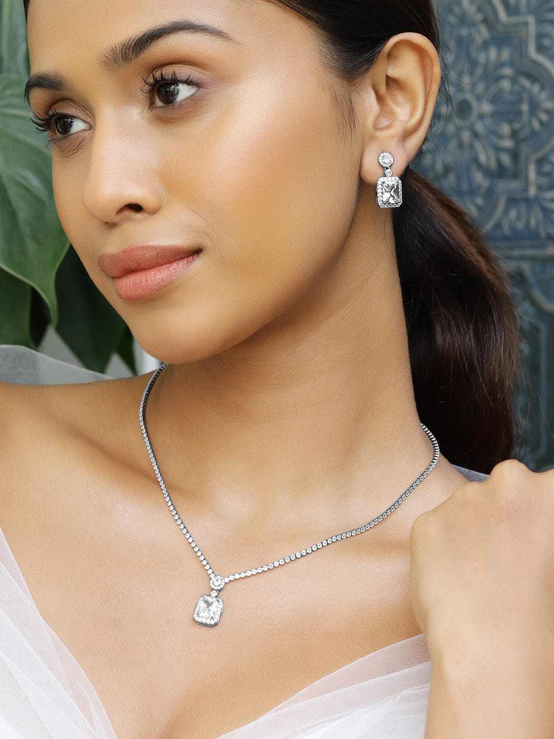 American Diamond Zirconia Cubic Pendant Set