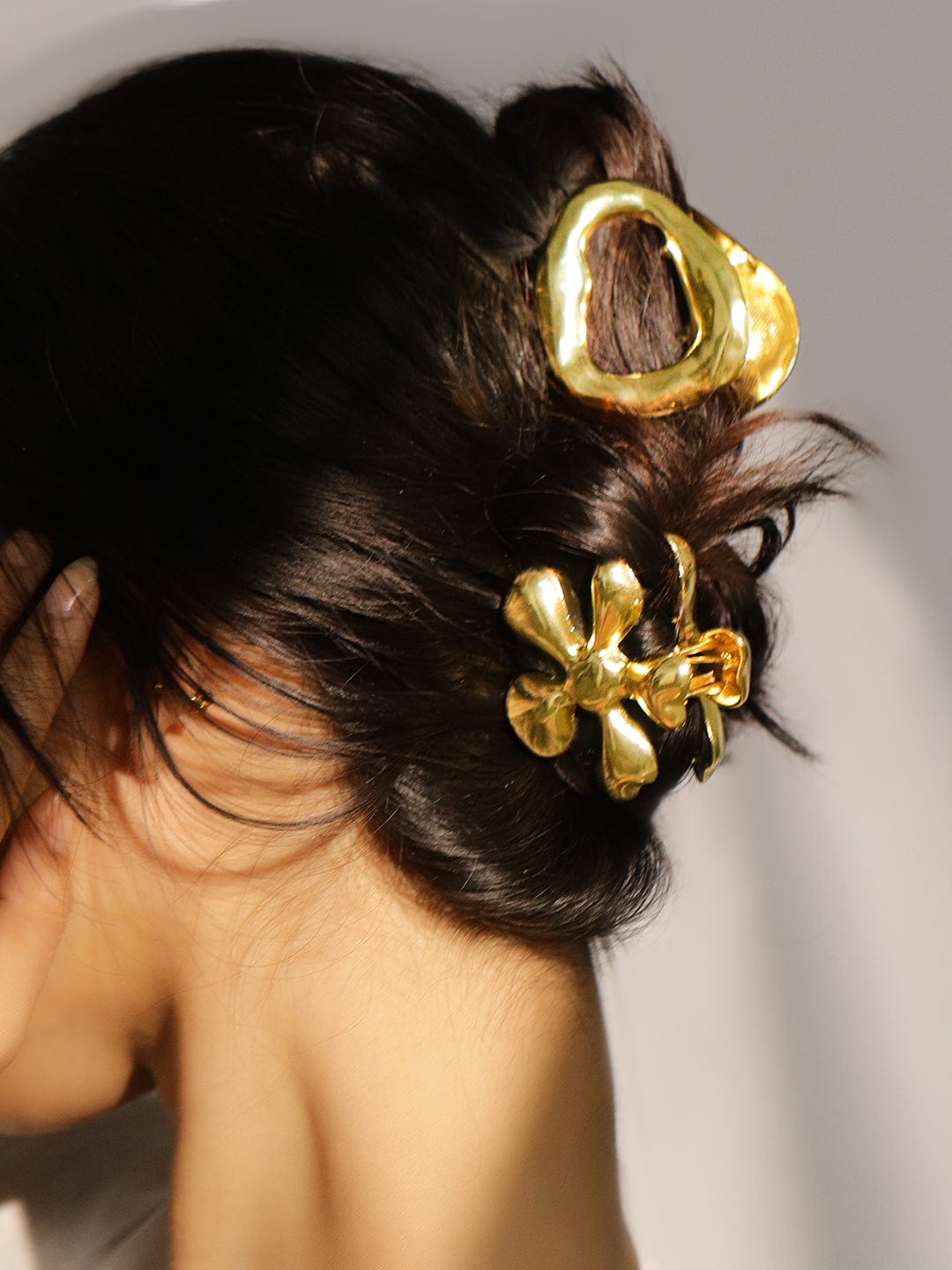 Star Motif & Abstract Gold Hair Clips