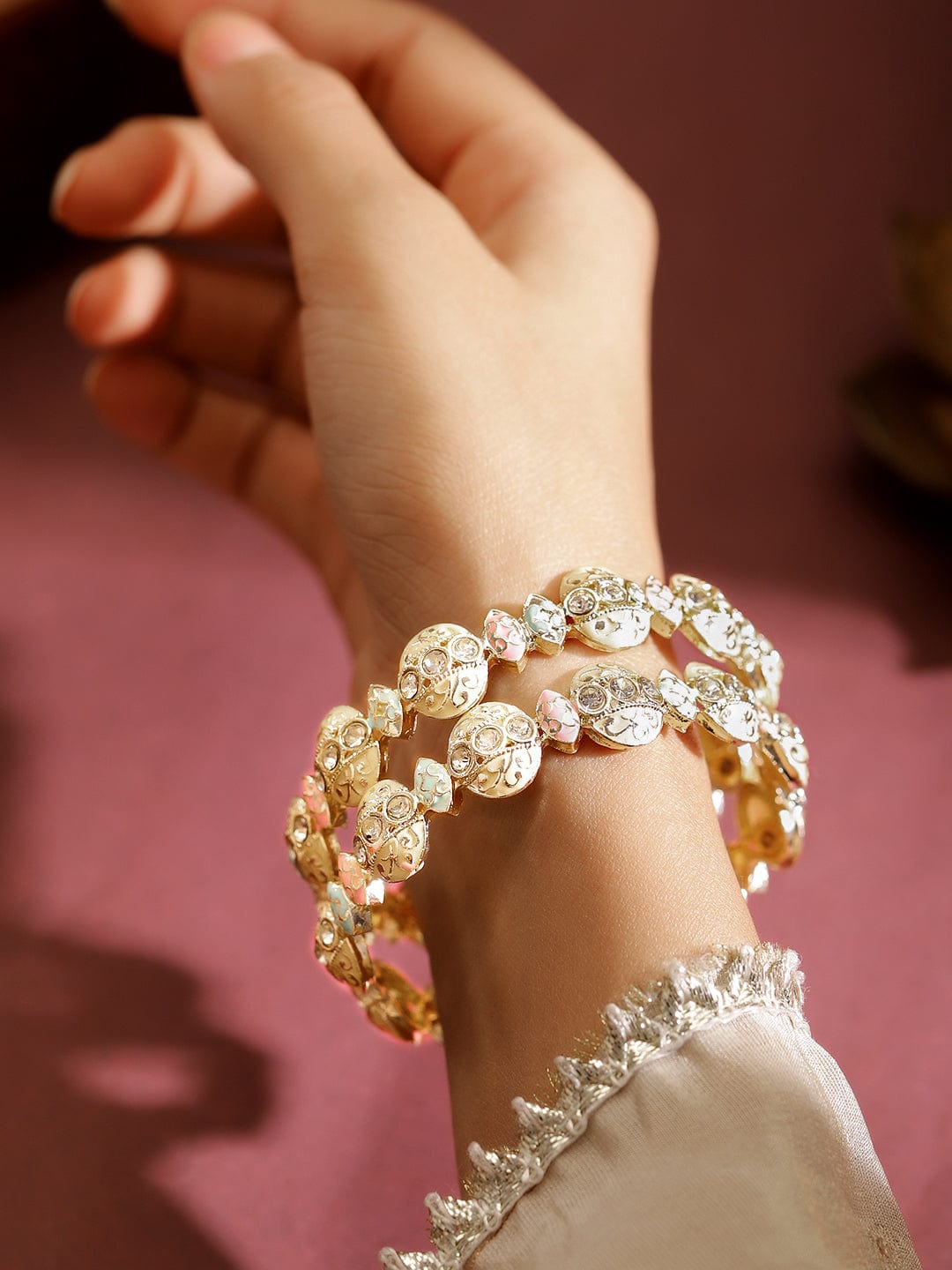 Pastel Hues Kundan Bangles