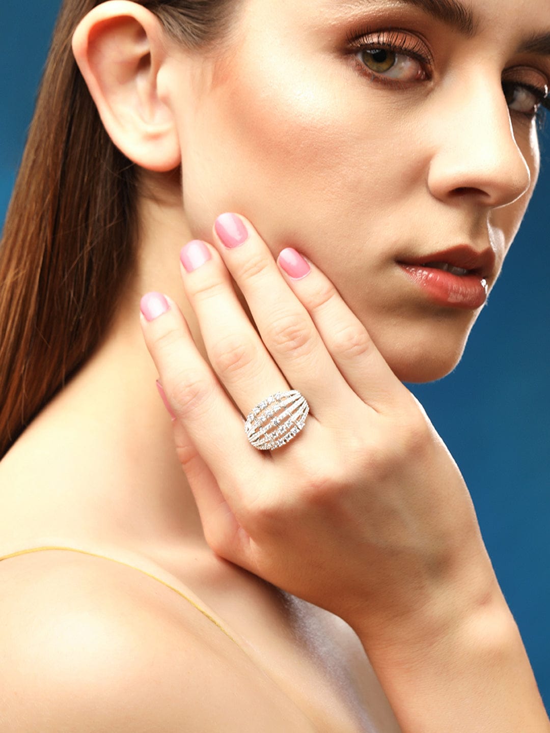 American Diamond Zirconia Layered Ring