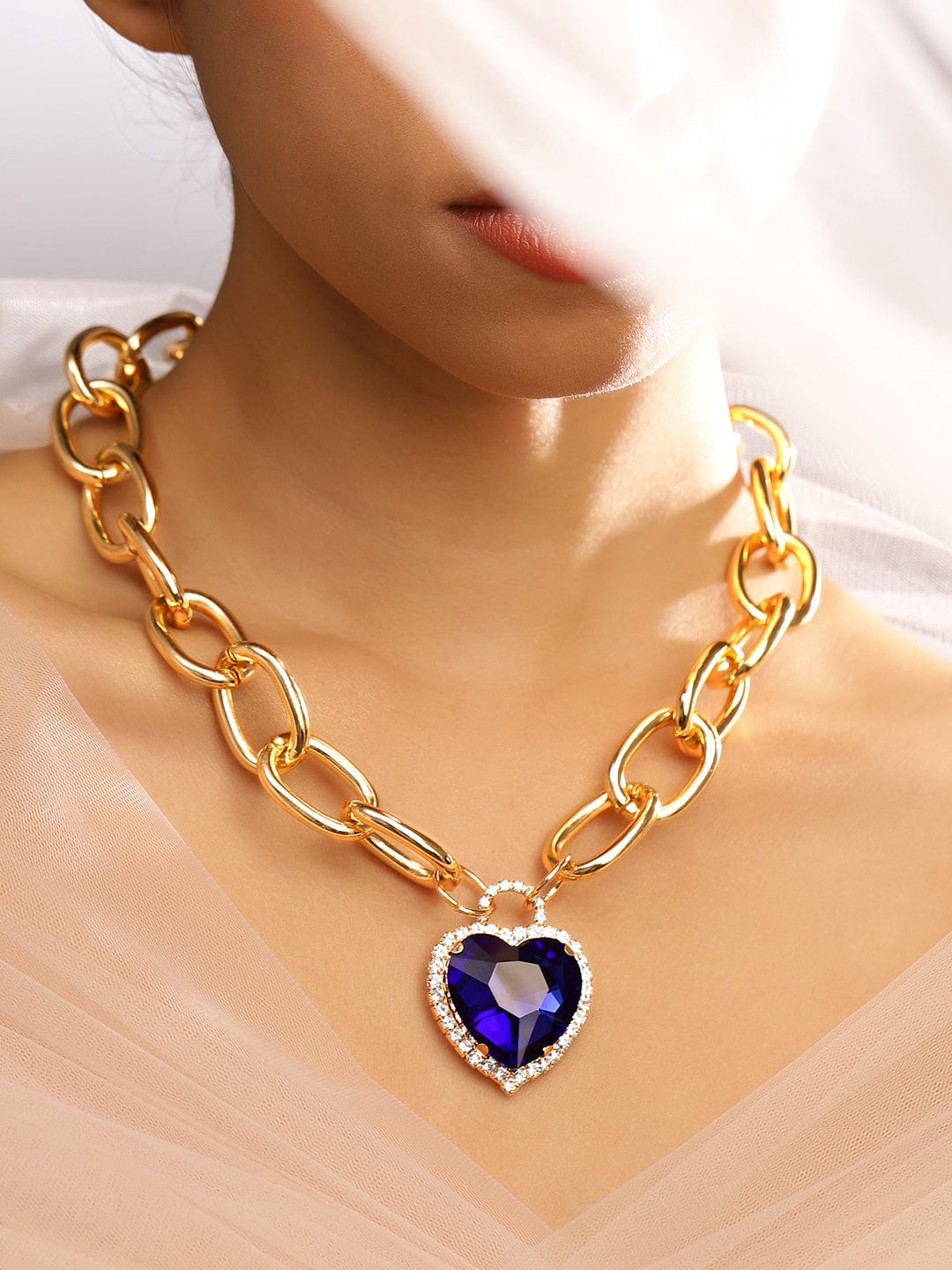 Blue Sapphire Studded Pendant Necklace