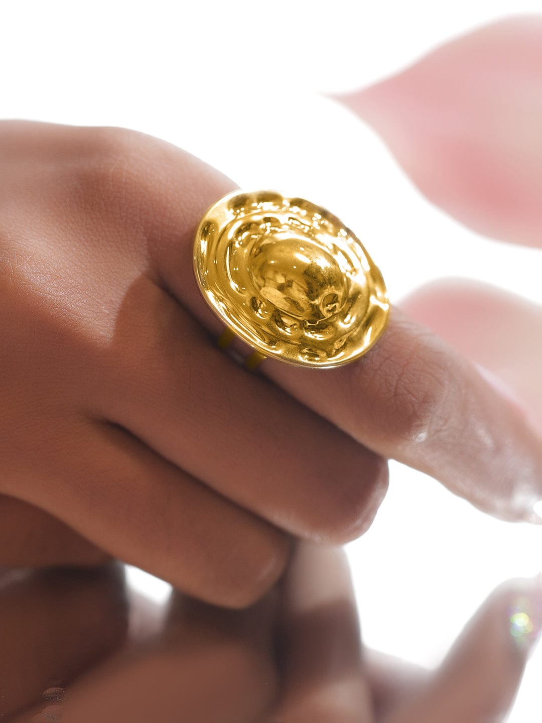 Textured Gold Toned Statement Ring