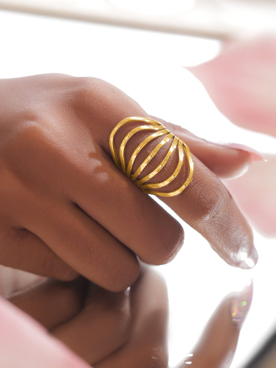 Multi-Band Gold Toned Statement Ring