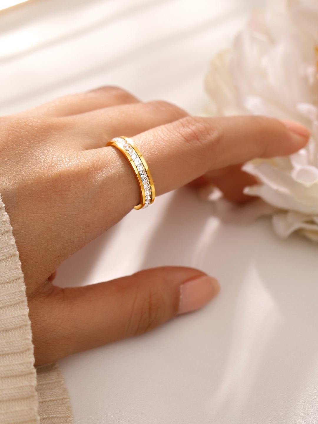 Gold Plated American Diamond Zirconia Eternity Band