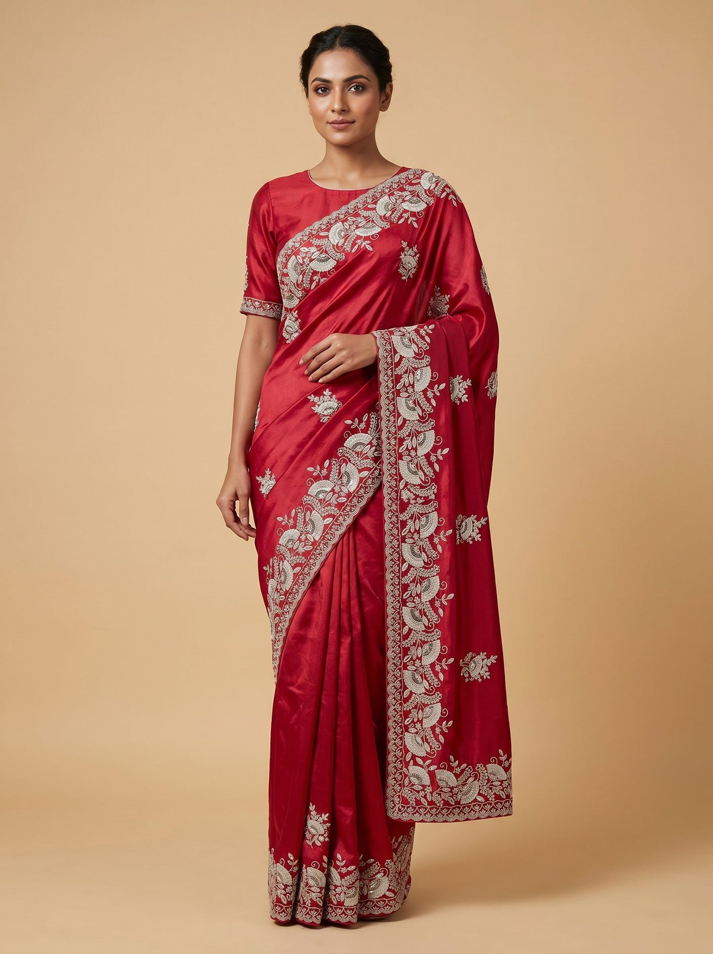 Ruby Shine Radiance Embroidered Saree