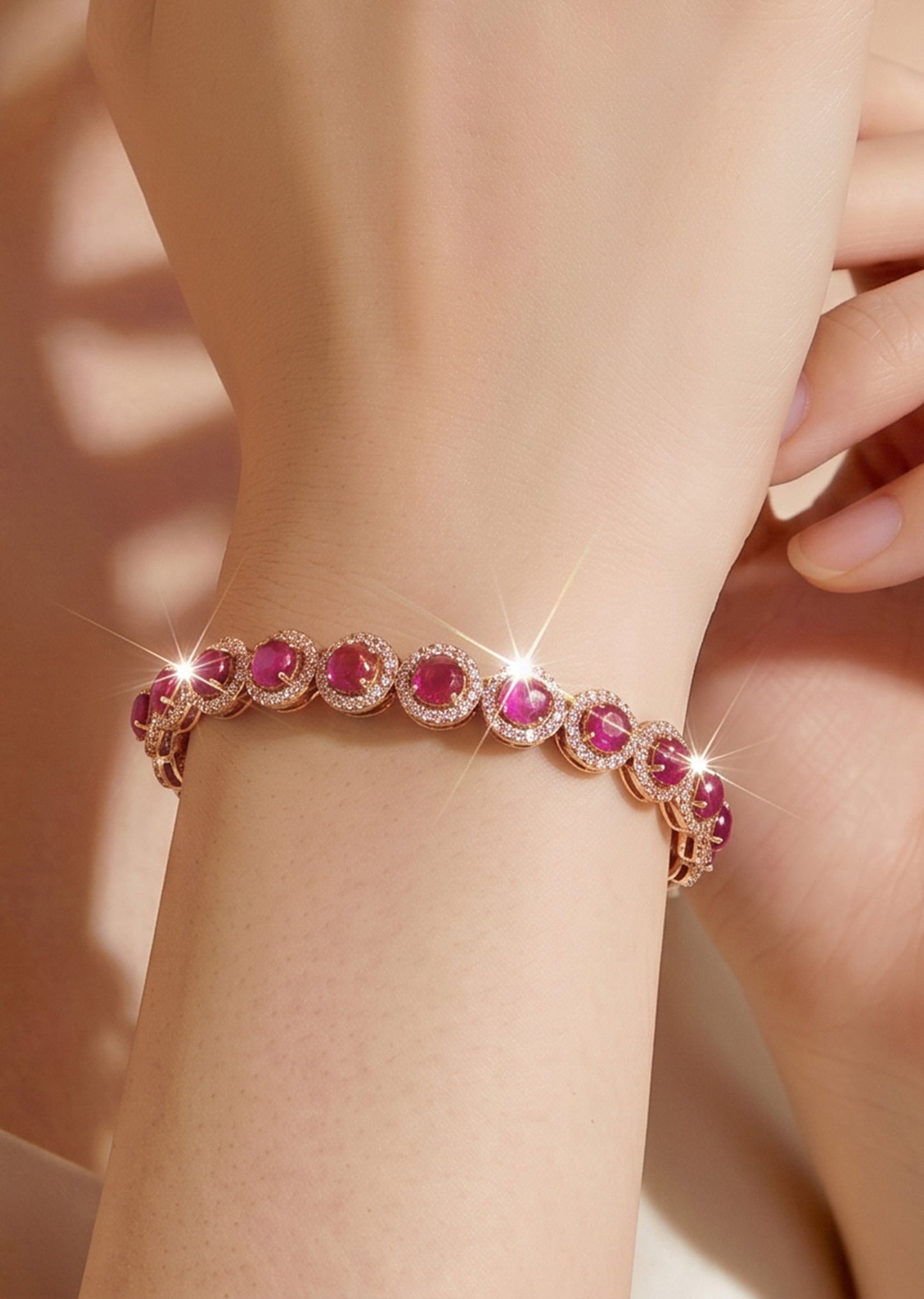Ruby Stone CZ Bangle Set