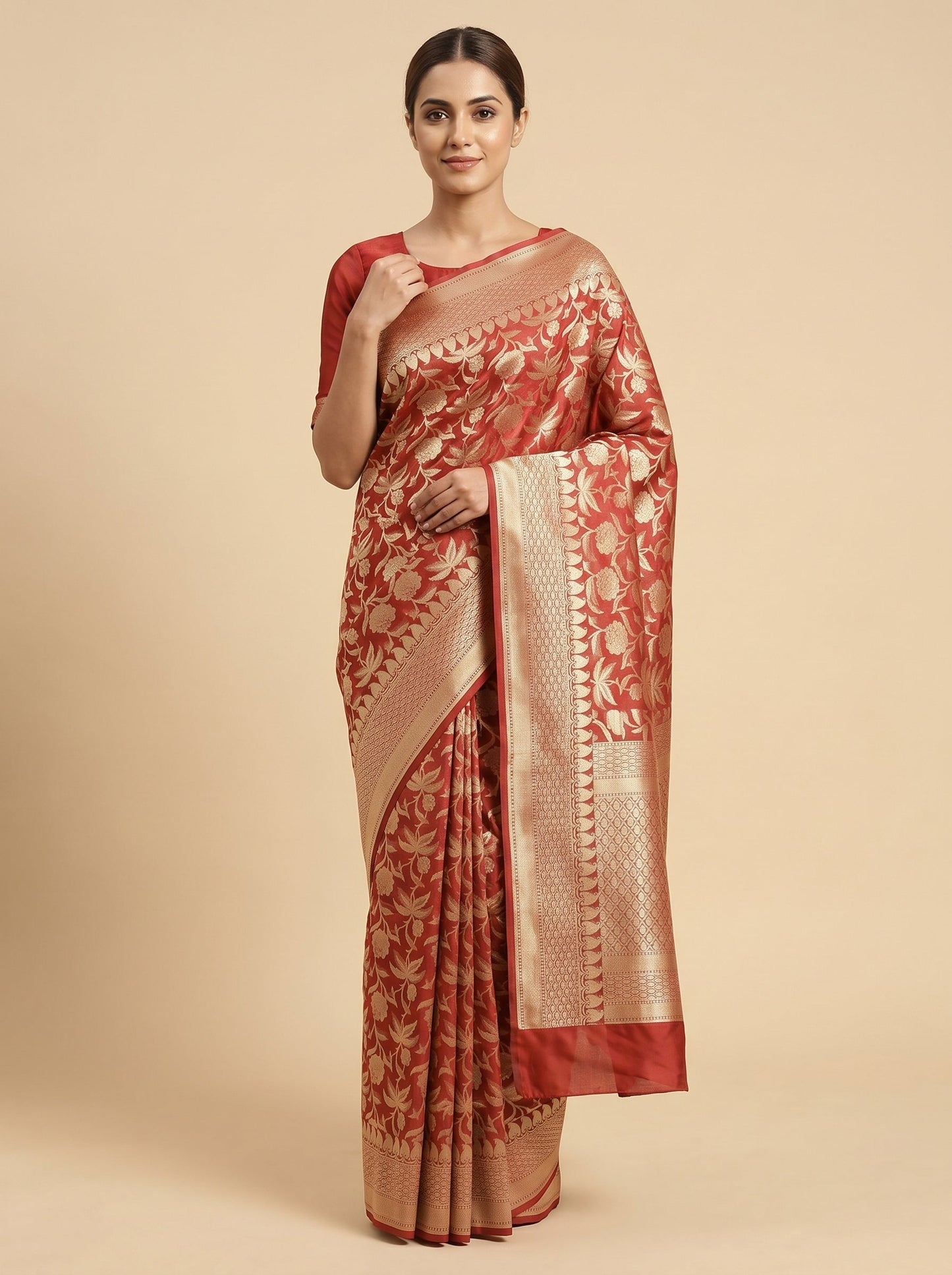 Rust Terrain Handloom Saree