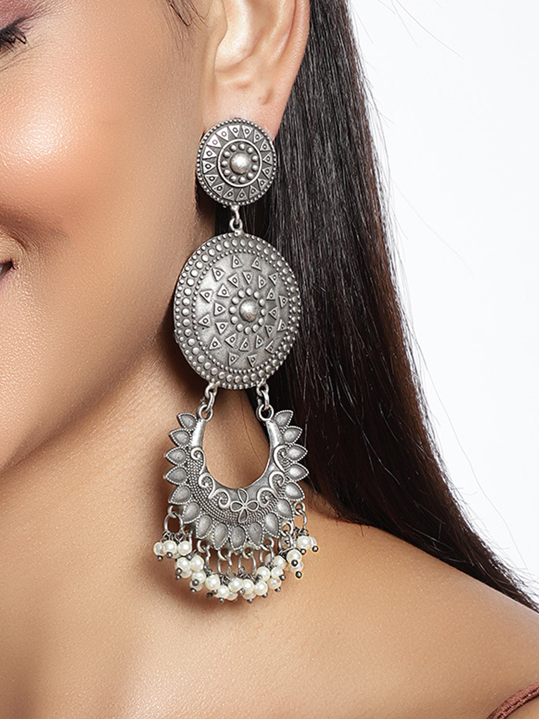 Silver-Plated Circular Chandbalis